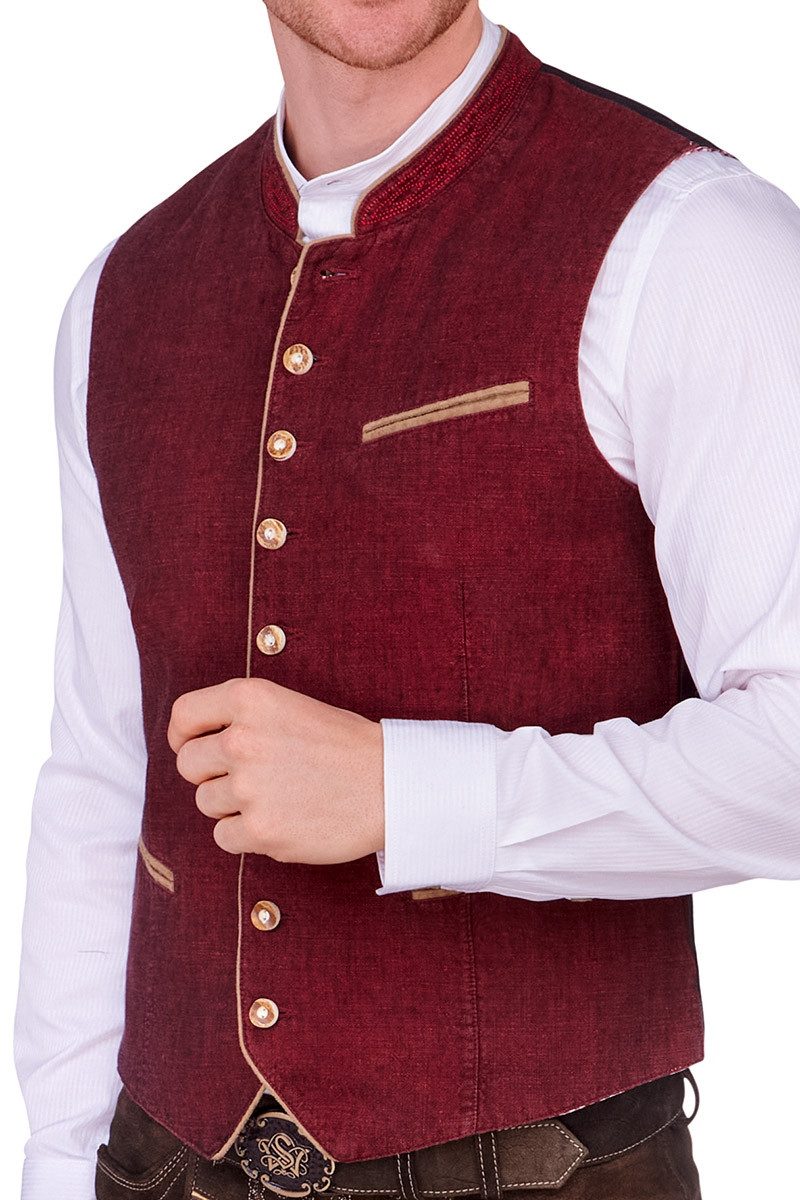 Maddox Trachtenweste Leinenweste - OLIVER - marine, weinrot günstig online kaufen