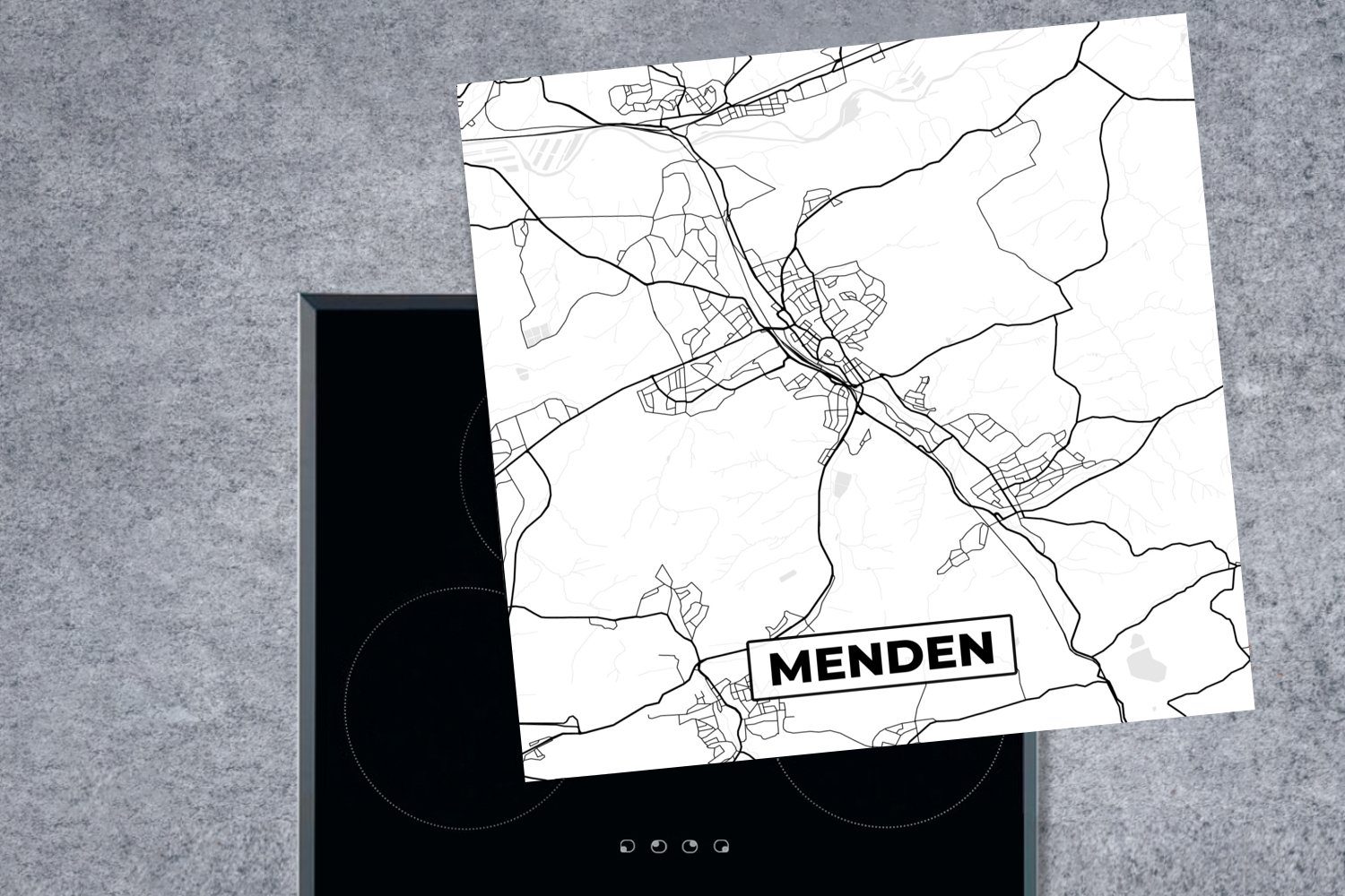 Ceranfeldabdeckung, Stadtplan Menden Vinyl, tlg), Arbeitsplatte Herdblende-/Abdeckplatte küche für 78x78 - MuchoWow - cm, (1 Karte,