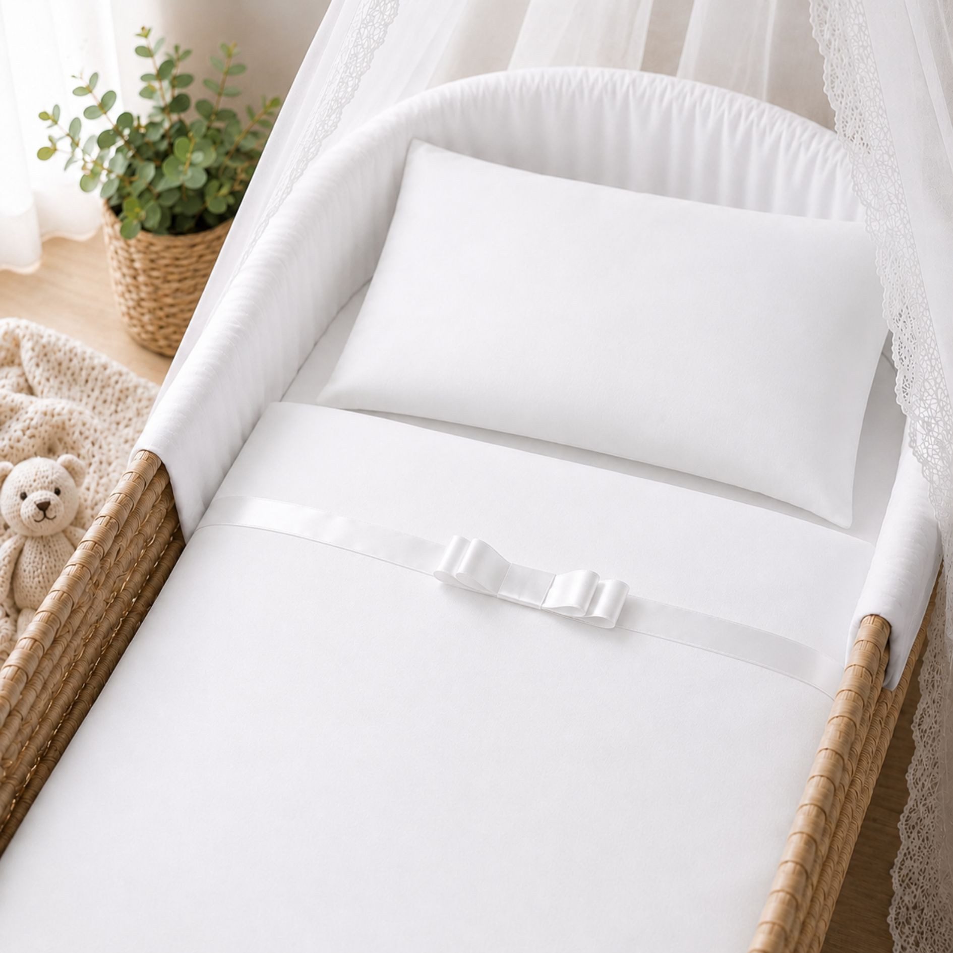 Babymajawelt Babybettwäsche Bettwäsche Set für Wiege Stubenwagen Beistellbett 70x80cm 35x40 cm, Baumwolle, 2 teilig, Edel, Klassisch, Weiche Baumwolle, Made in EU