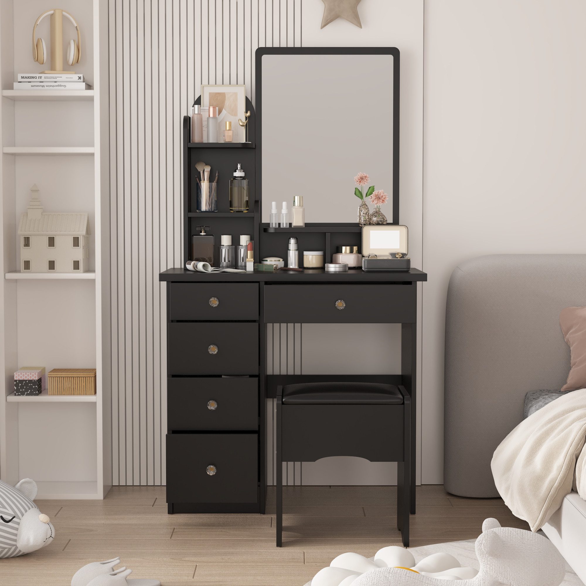 FUFU&GAGA Schminktisch mit LED und Hocker,5 günstig online kaufen