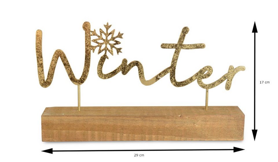 RIFFELMACHER & WEINBERGER Deko-Schriftzug Weihnachtsdeko (1 St), aus Metall  auf Holz, Höhe ca. 17 cm, Lieferumfang: 1 Dekoaufsteller Winter - Farbe  nach Wahl | Deko-Buchstaben