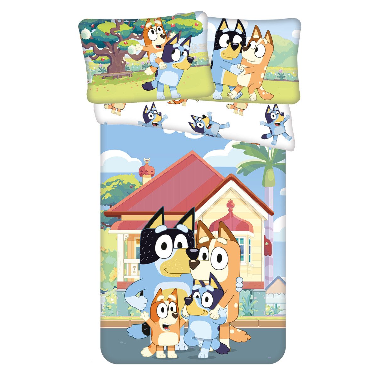 Bluey Babybettwäsche Baumwolle Reißverschluss 100 x 135 cm 40 x 60 cm, Baumwolle