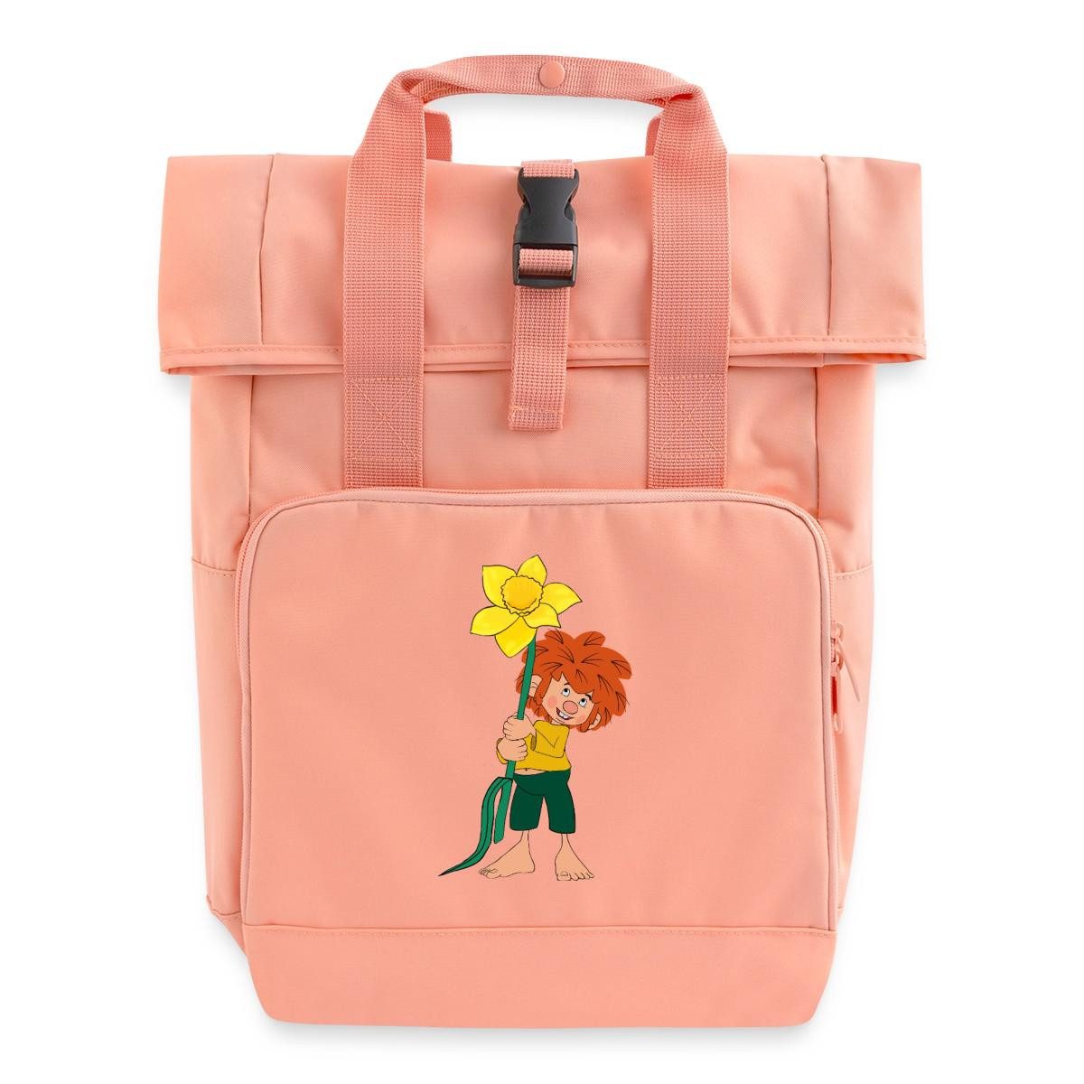 Spreadshirt Rucksack Pumuckl Design Mit Gelber Blume Rolltop Rucksack mit 2 Griffen (1-tlg)