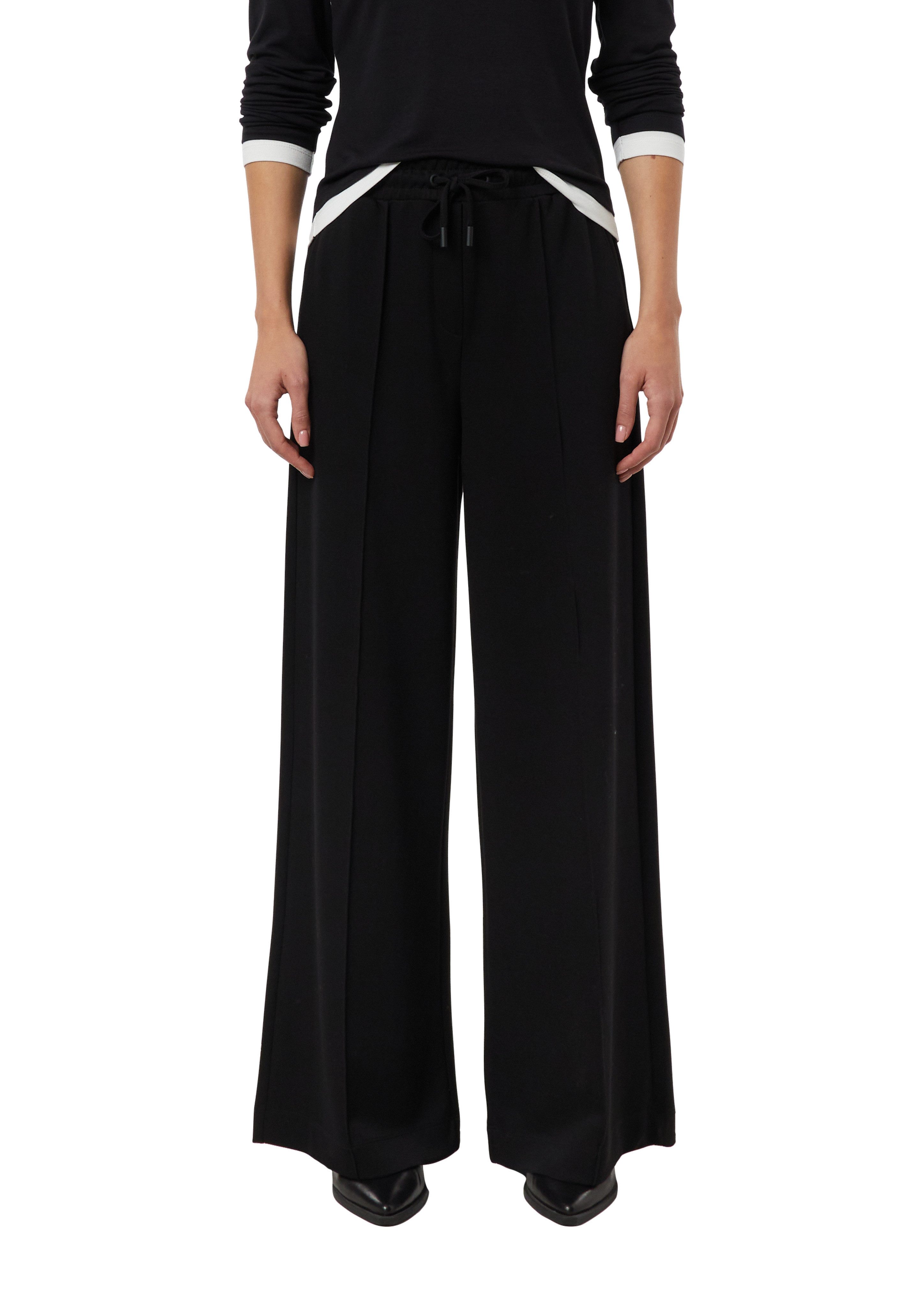 comma Stoffhose mit weitem Bein und Kordelzug