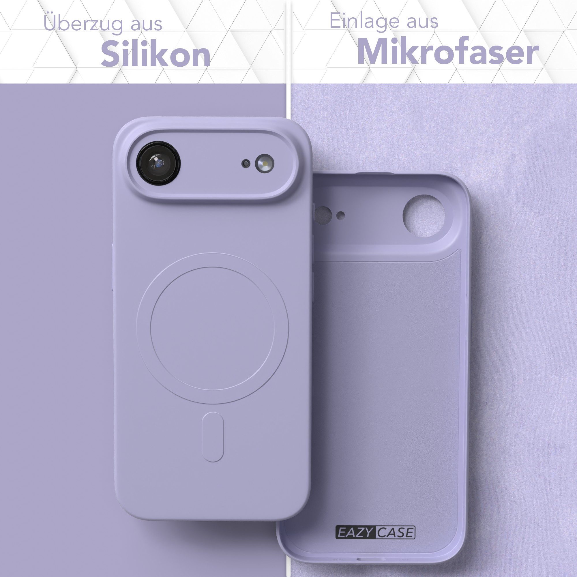 EAZY CASE Handyhülle für Apple iPhone Air Hülle Silikon 6,5 Zoll, MagSafe Soft-Silikonhülle kabelloses Laden matte Oberfläche Blau Lila