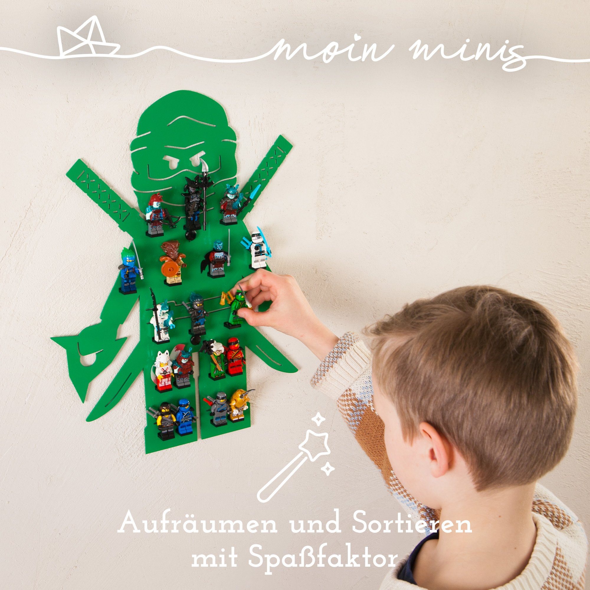 moin minis Wandregal moin minis Ninja Grün Kinderzimmer Regal für 18 Minifi günstig online kaufen