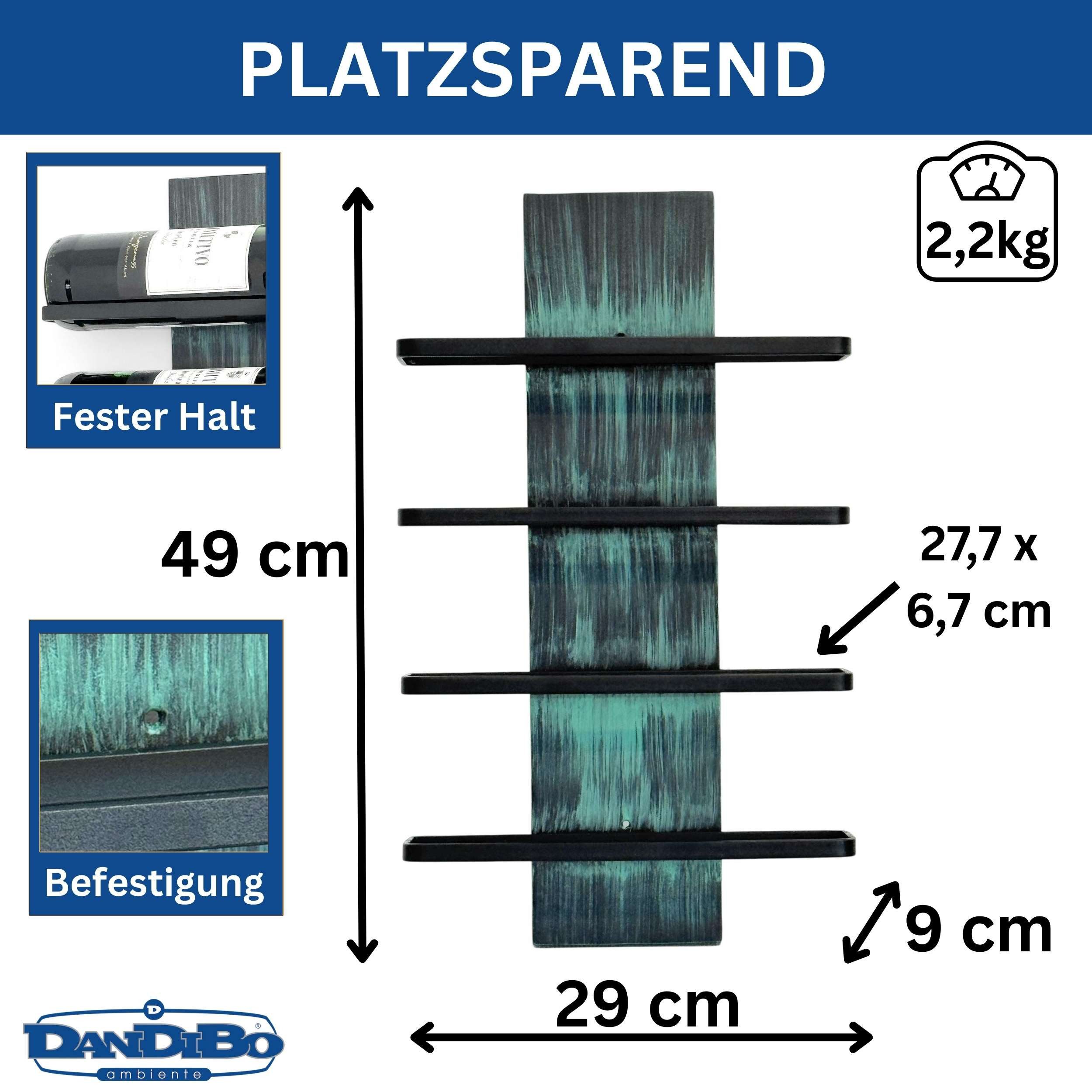 DanDiBo Weinregal Wand Metall Schwarz Modern 96695 Grün Flaschenregal Schma günstig online kaufen