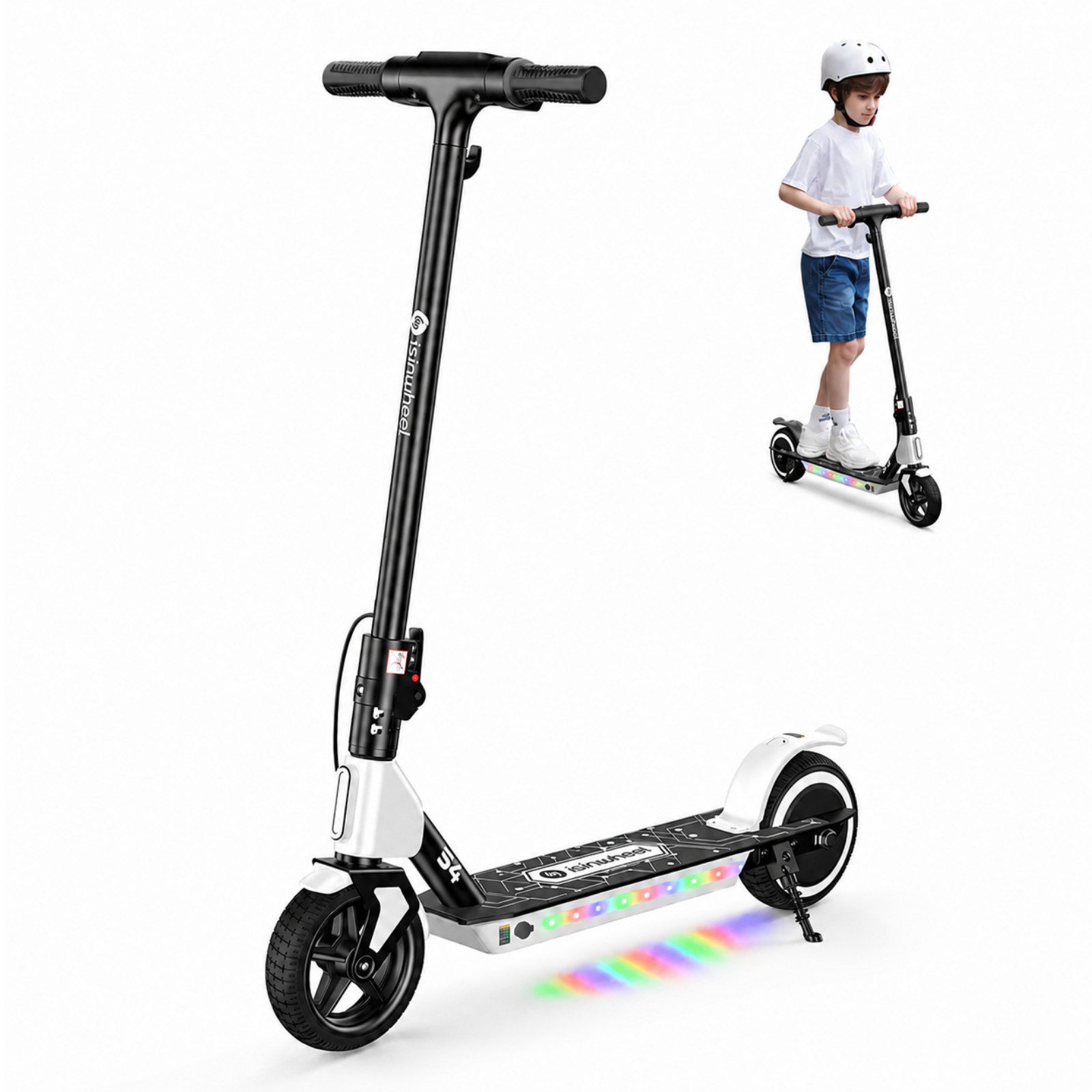 iscooter Elektro-Kinderroller E-Scooter für Kinder 6-12 Jahren, bis zu 13 km,4.5Ah, (1-tlg), 19km/h,Bunte Lichter,stilvolles Design