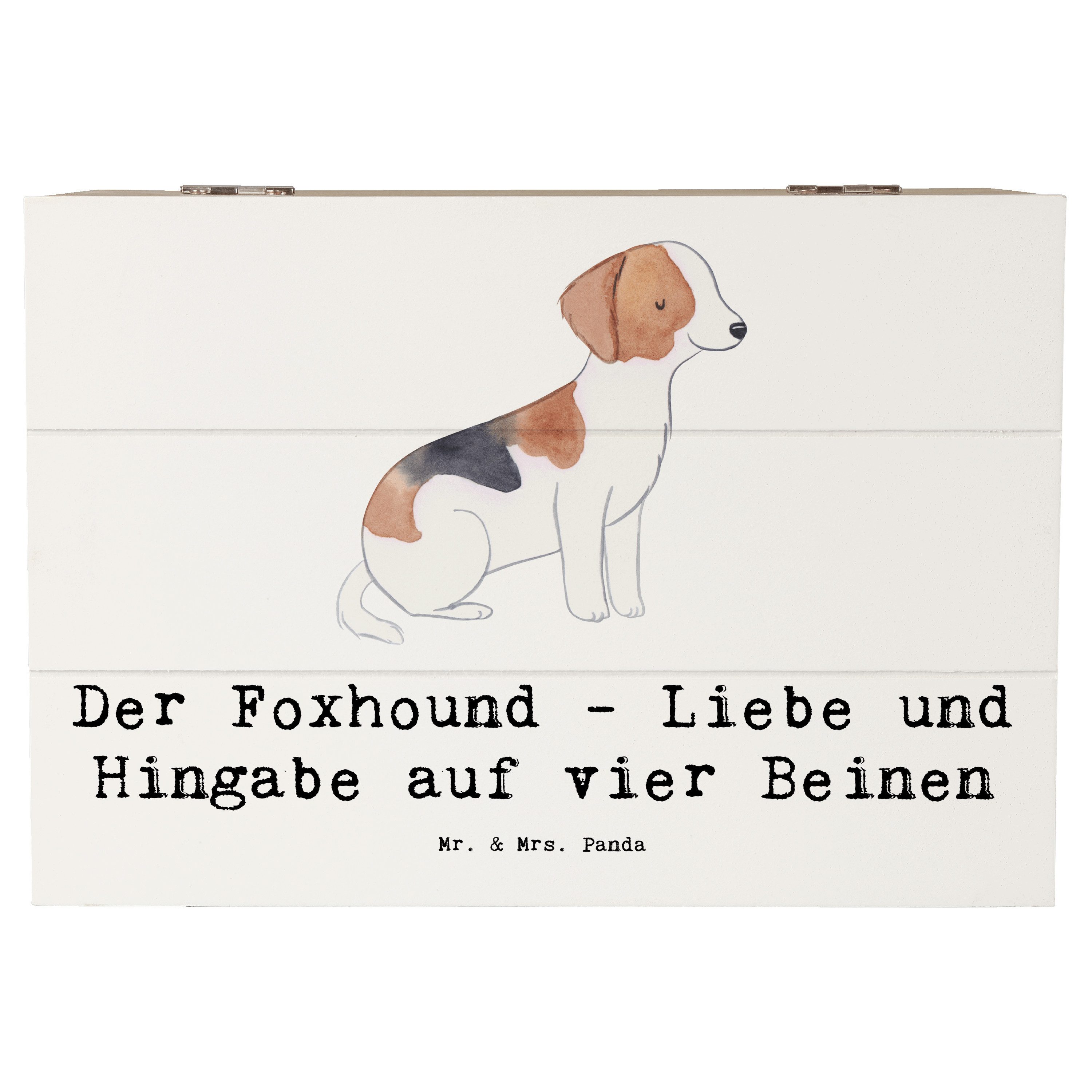 Dekokiste 22 x 15 cm Liebevoller Foxhound - Weiß - Geschenk, Hundeliebe, Aufbew