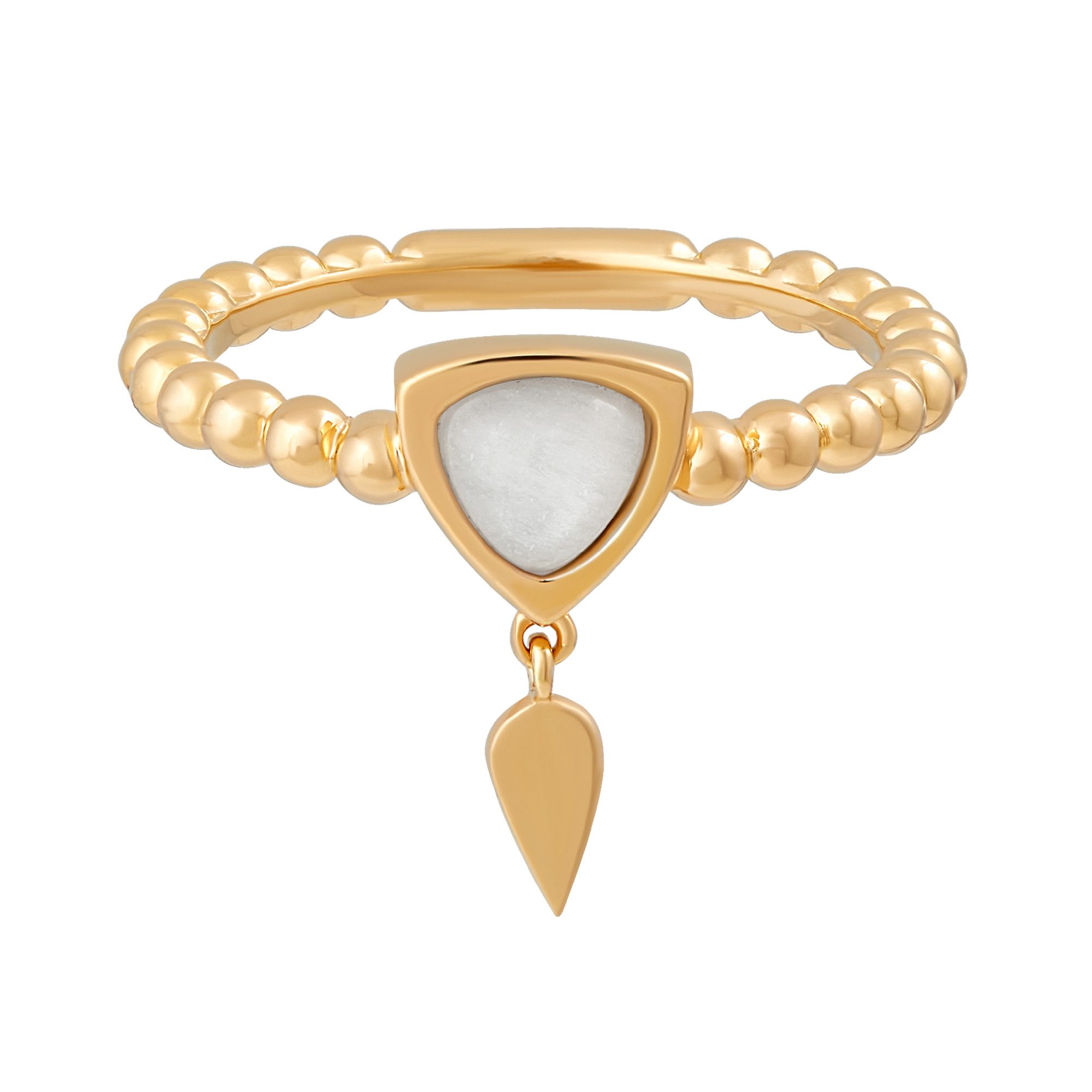 Fingerring 925 Silber vergoldet weißer Mondstein