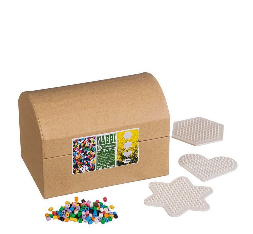 Thumbnail - NABBI Bügelperlen Nabbi® BioBeads Ø 5mm, 7.000 Stk. inkl. 3 Stiftplatten, 10 Farben Mix