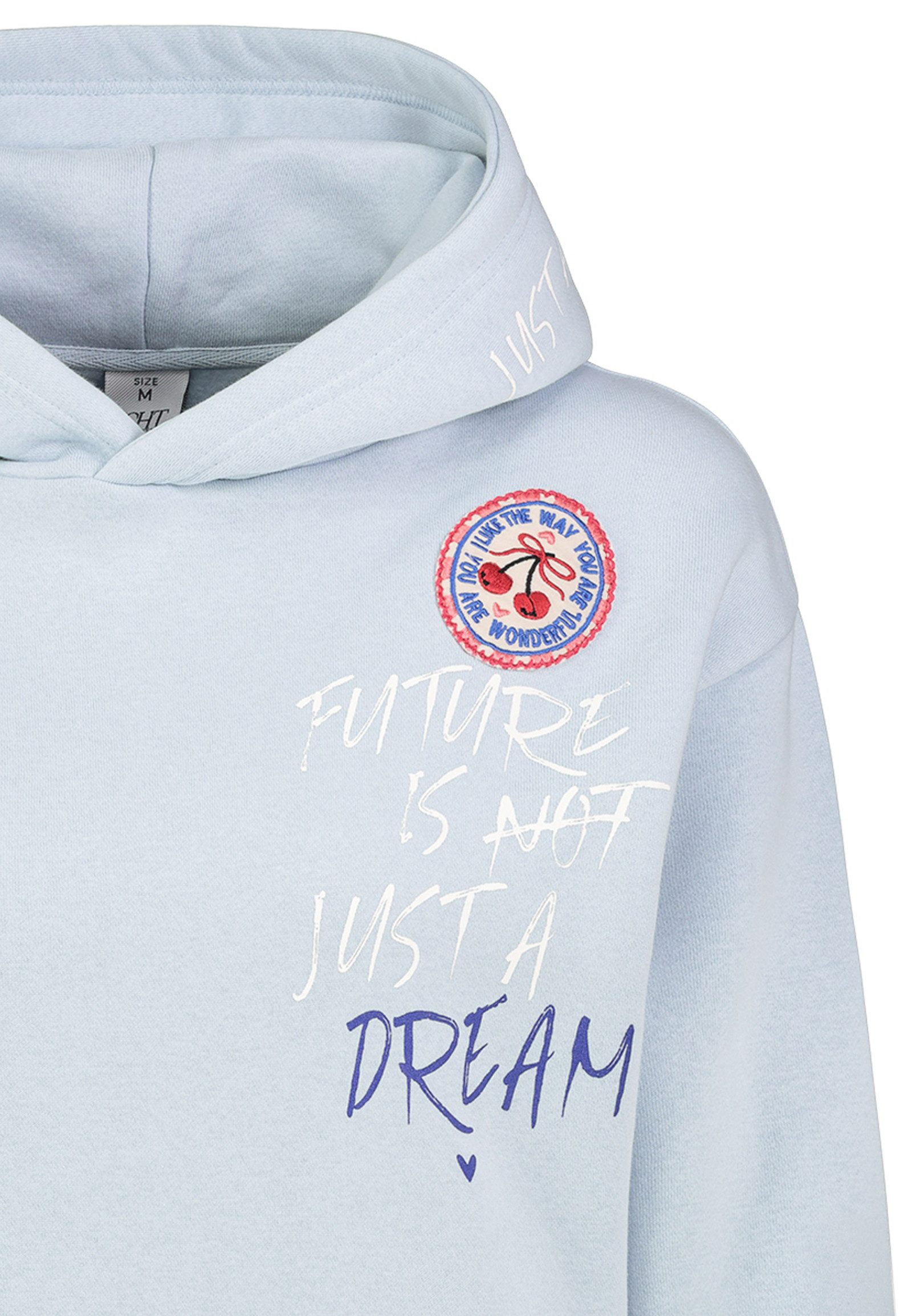 Eight2Nine Hoodie Handschriftliches Zitat & Blütenstickerei Design (1-tlg) D10600BA02835A_Sweat