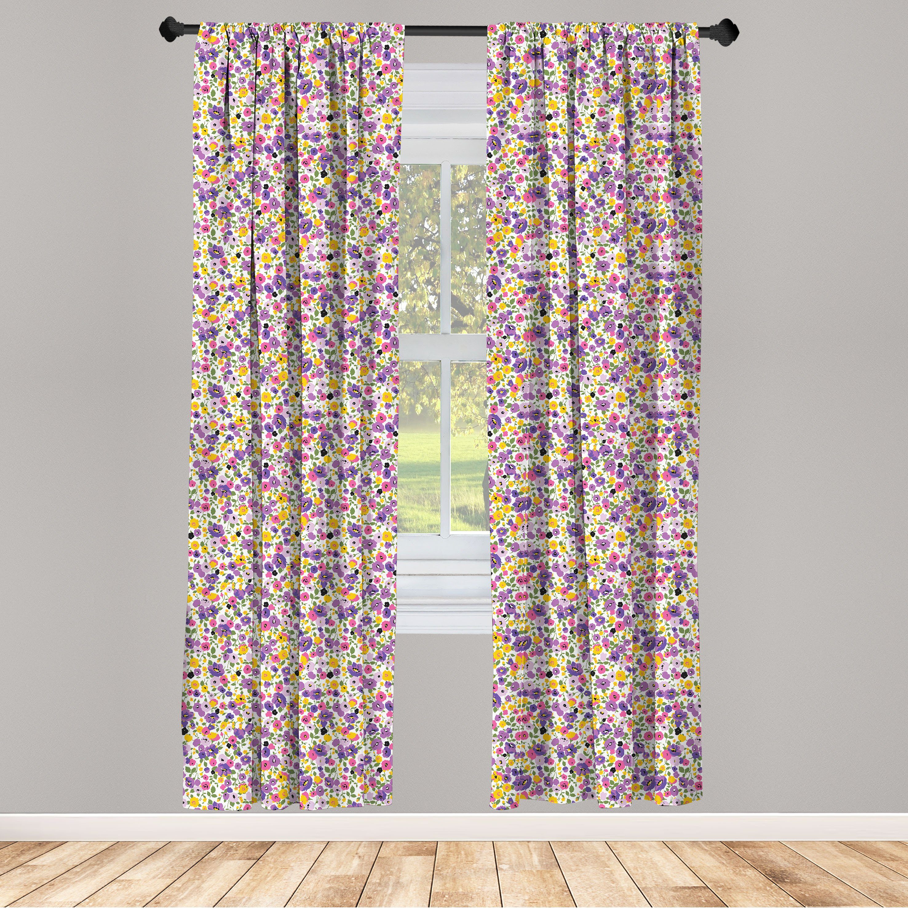 Gardine Vorhang für Wohnzimmer Schlafzimmer Dekor, Abakuhaus, Microfaser, Blumen Blühender Frühling Blumen