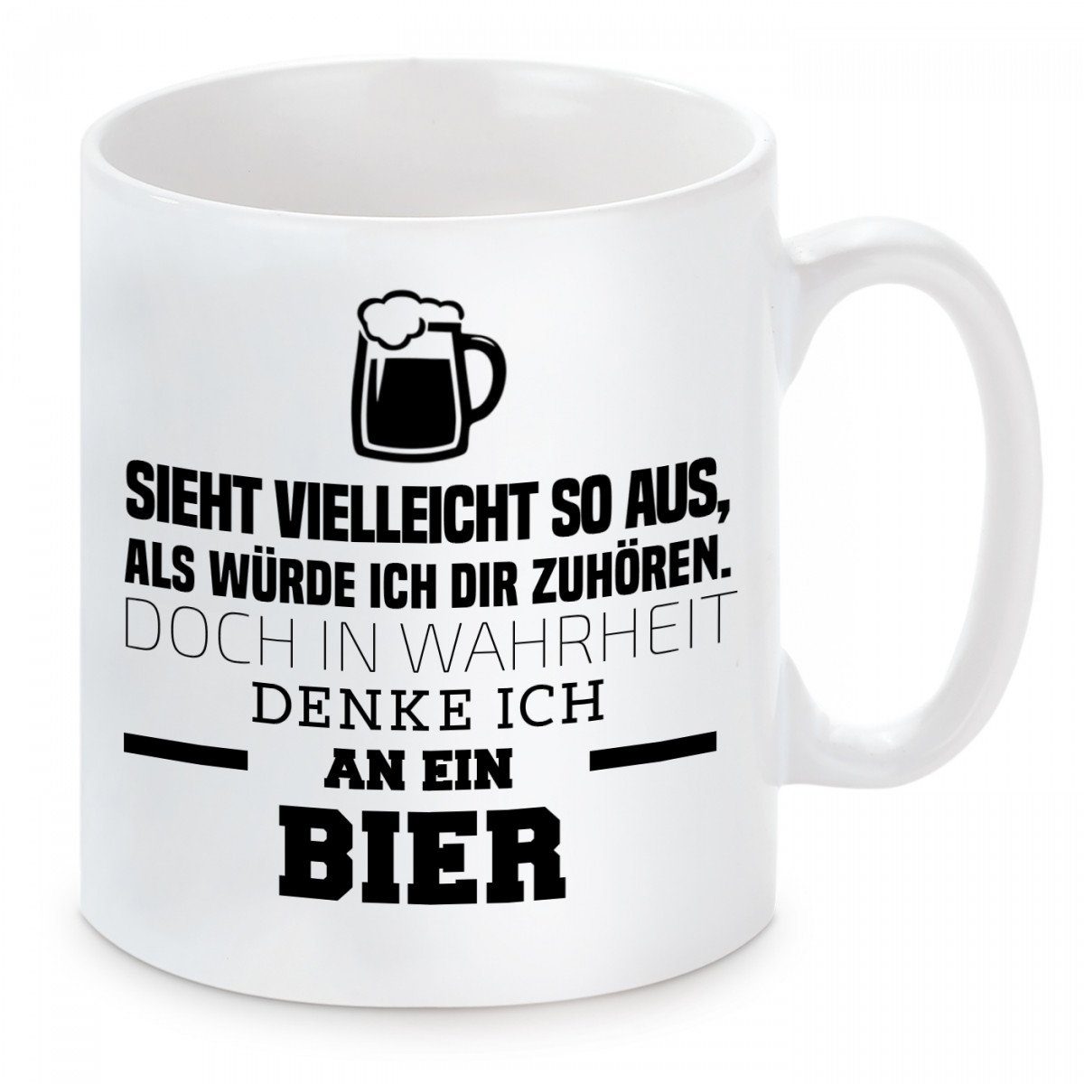 Herzbotschaft Tasse Kaffeebecher mit Motiv Sieht vielleicht so aus als würde ich Bier, Keramik, Kaffeetasse spülmaschinenfest und mikrowellengeeignet