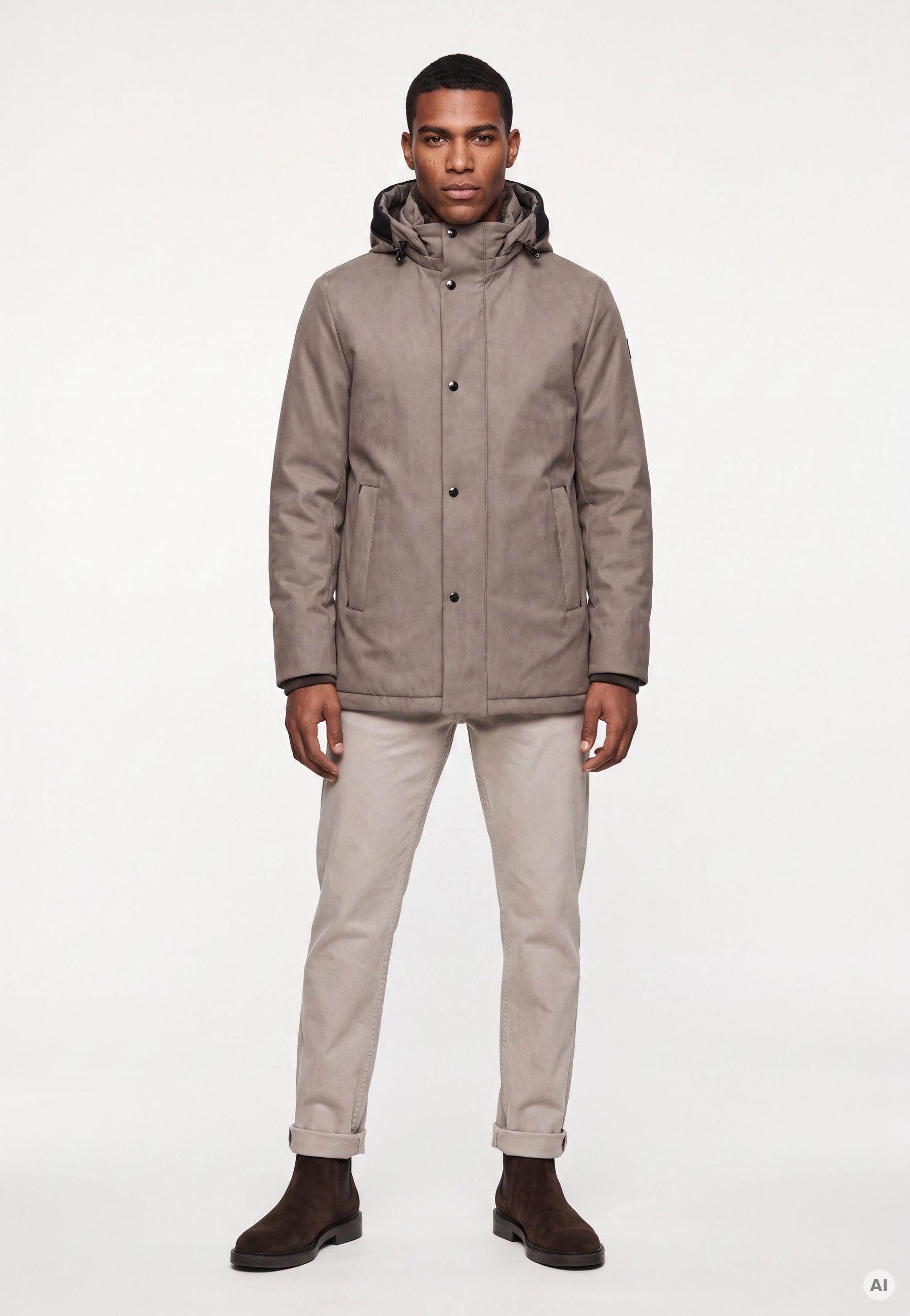 MILESTONE Parka MSMelton Herren Jacke Mantel kurz lockere Passform
