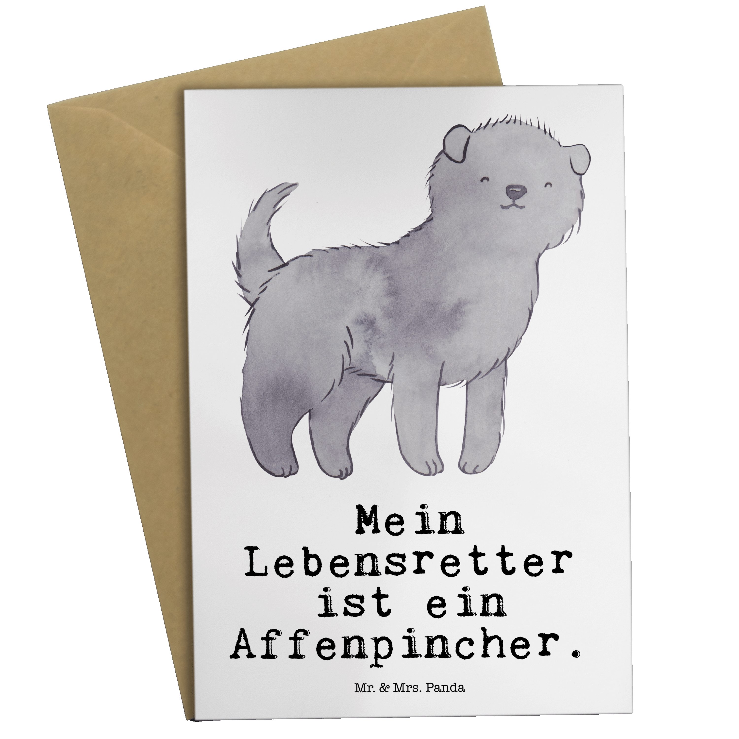 Mr. & Mrs. Panda Grußkarte Affenpincher Lebensretter - Weiß - Geschenk, Tierfreund, Karte, Klapp