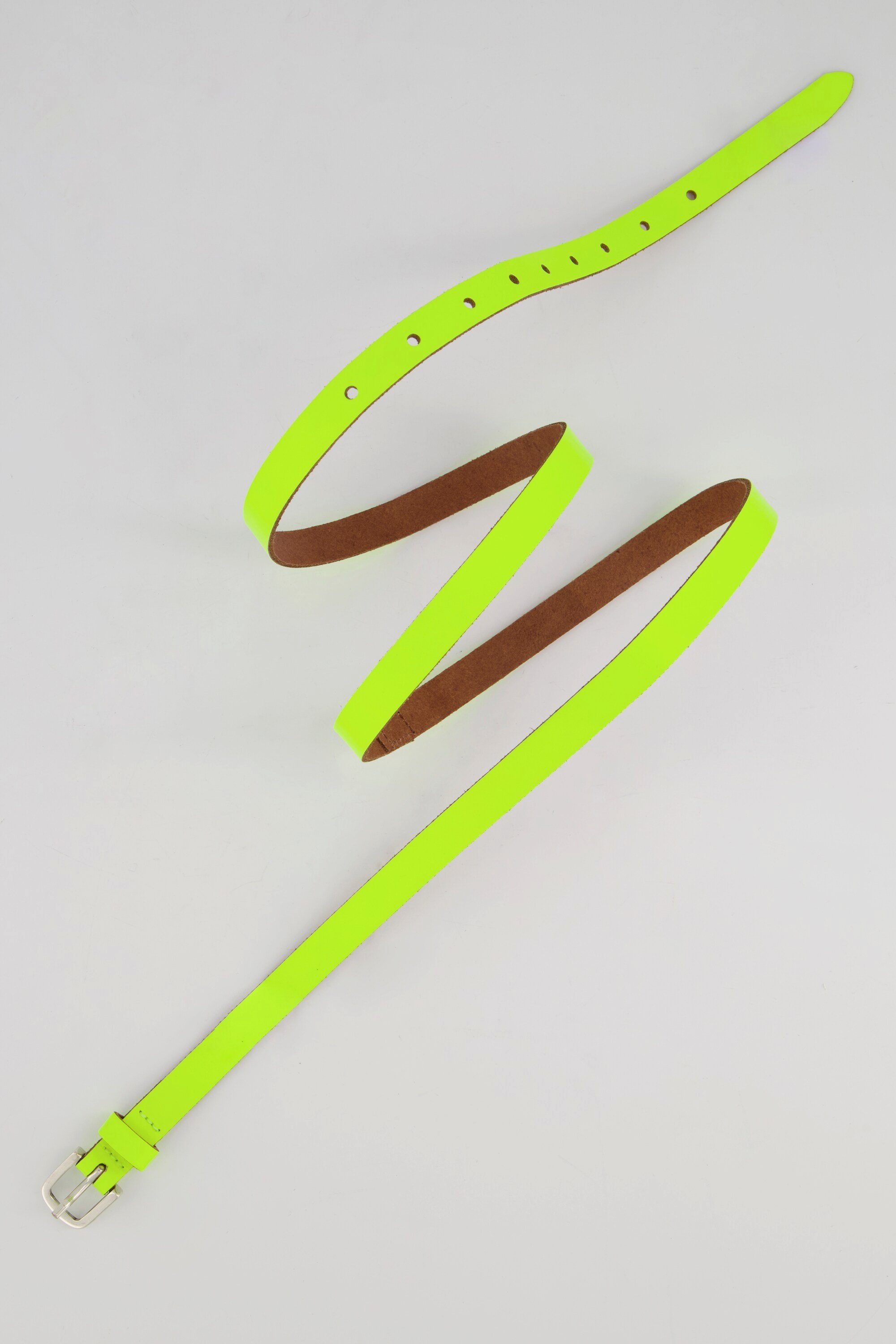 Metall-Schnalle Popken neon Farbe Ulla schmal Hüftgürtel Leder-Gürtel gelb Neon