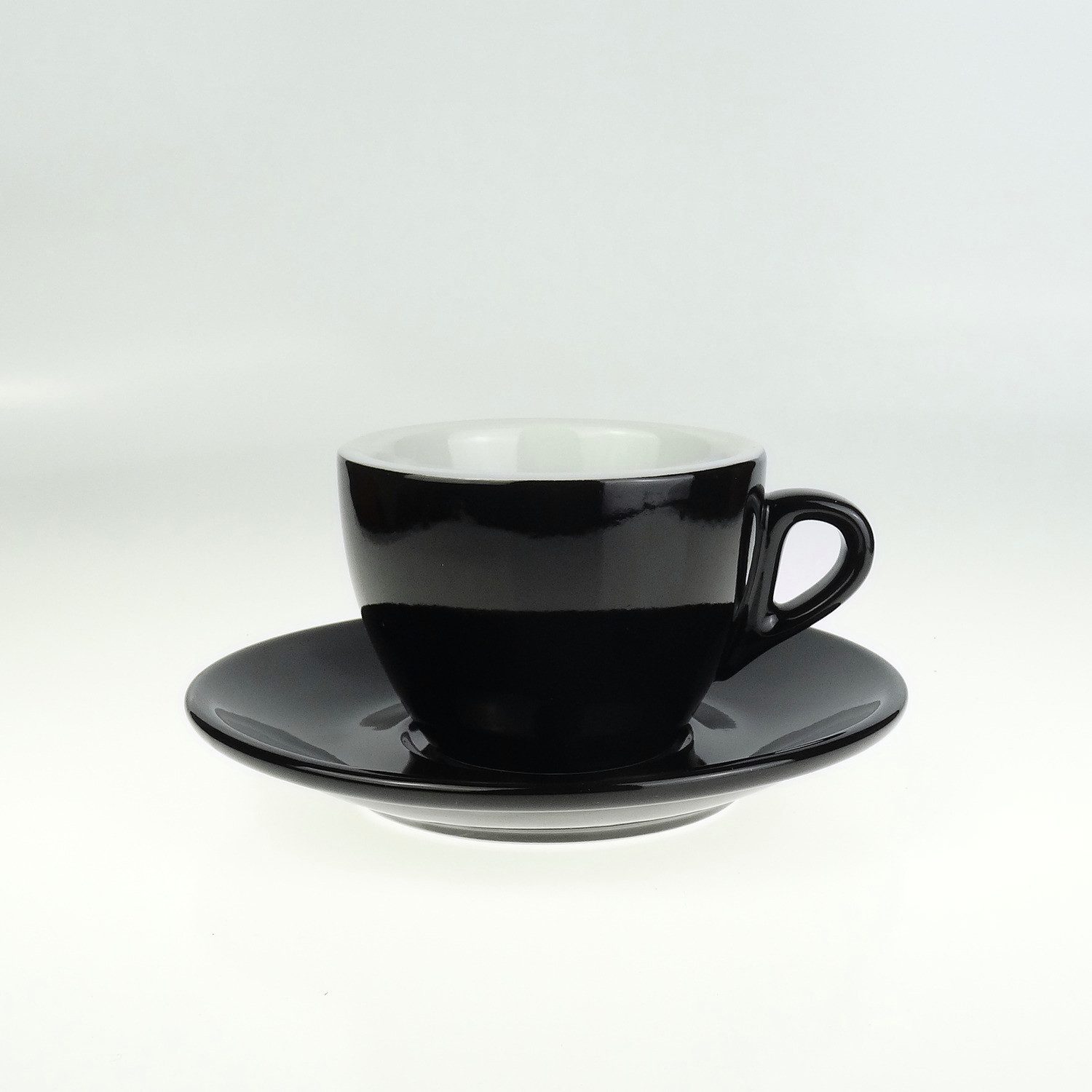 Nuova Point Cappuccinotasse dickwandig, »Bar Italia«, schwarz, 145 ml, 2-tlg., Porzellan, dickwandig