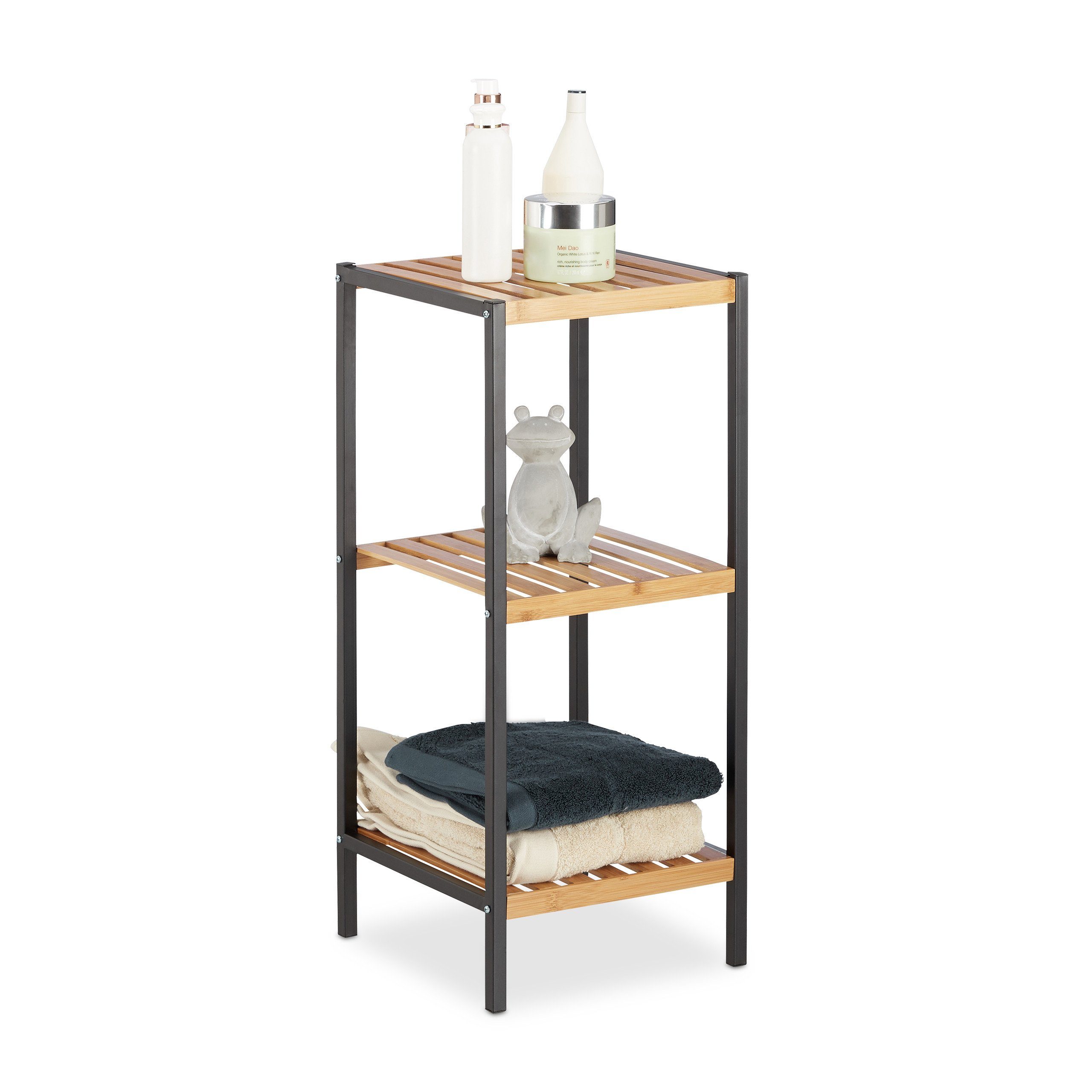 relaxdays Standregal Quadratisches Regal Bambus und günstig online kaufen