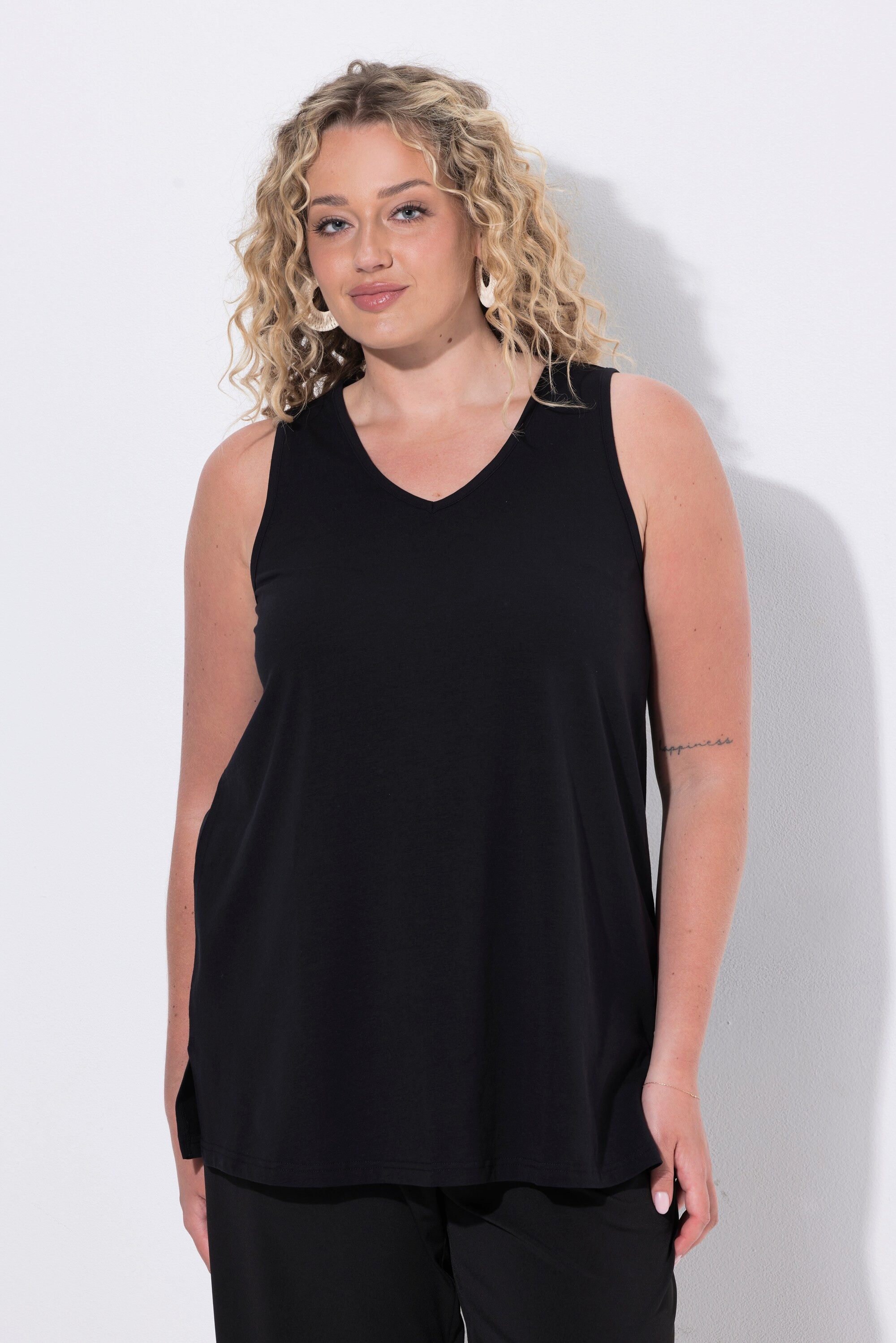 Angel of Style Longtop Top A-Linie V-Ausschnitt Seitenschlitze