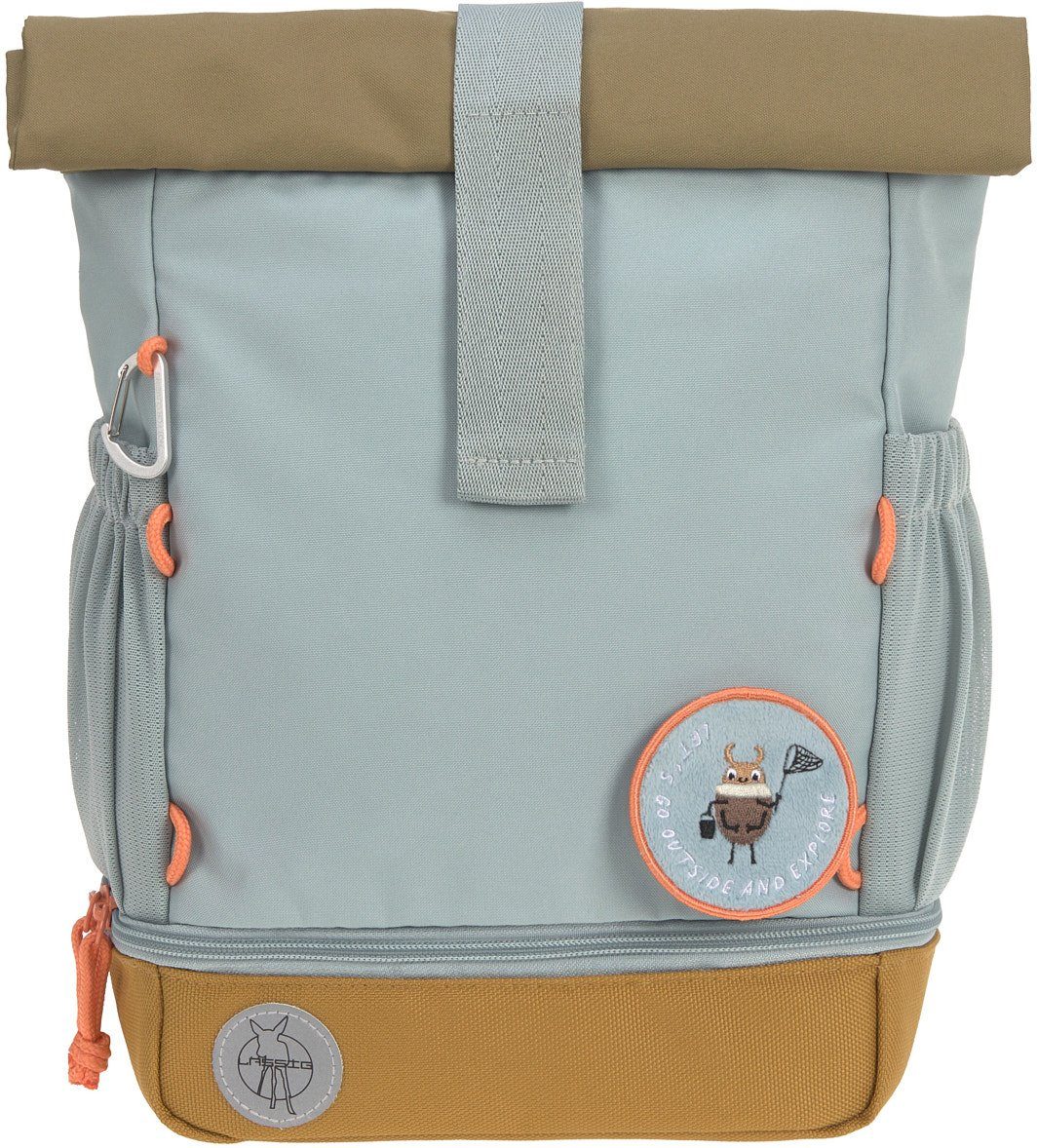 LÄSSIG Kinderrucksack Nature, Mini Rolltop Backpack, Light Blue, aus recycelten PET-Flaschen