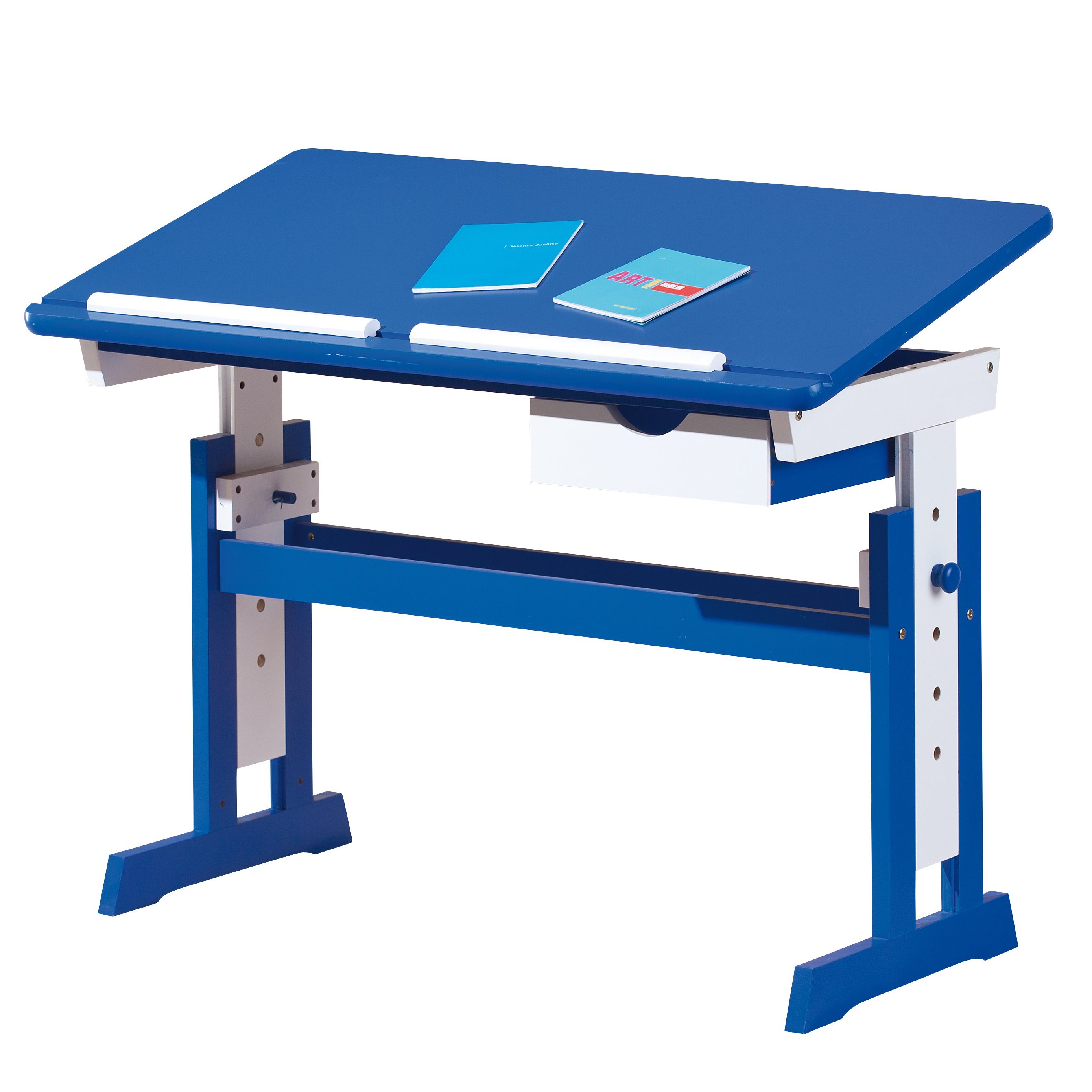 ebuy24 Schreibtisch weiss. 1 Schreibtisch Schublade, Pacur blau