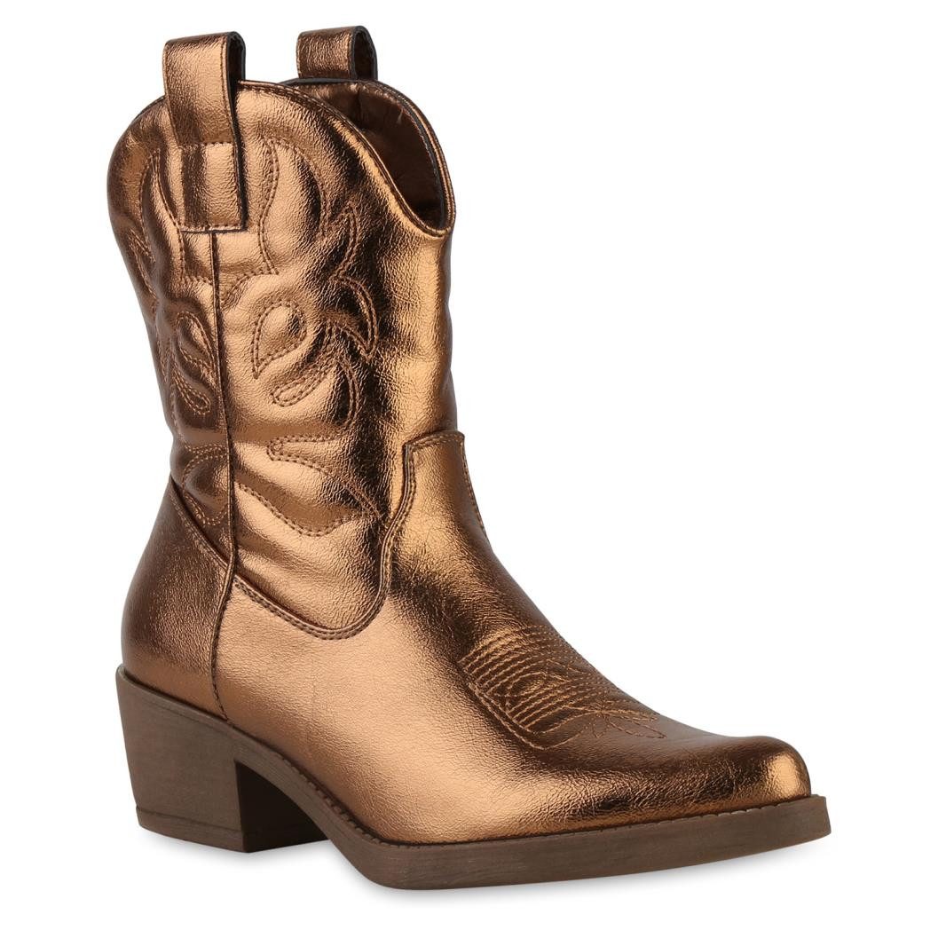 VAN HILL 840203 Cowboy Boots Damen Stiefeletten Cowboy Boots Stickereien Ho günstig online kaufen