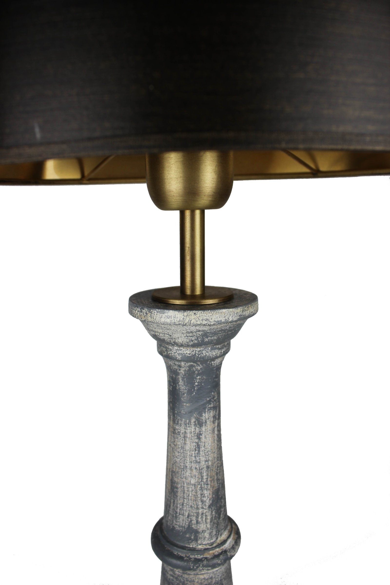 Collection grau warmweiß, handgefertigte aus schwarz, ohne Leuchte Signature Tischlampe Schirm Leuchtmittel, mit Schreibtischlampe Home Holz Italien gedrechselt