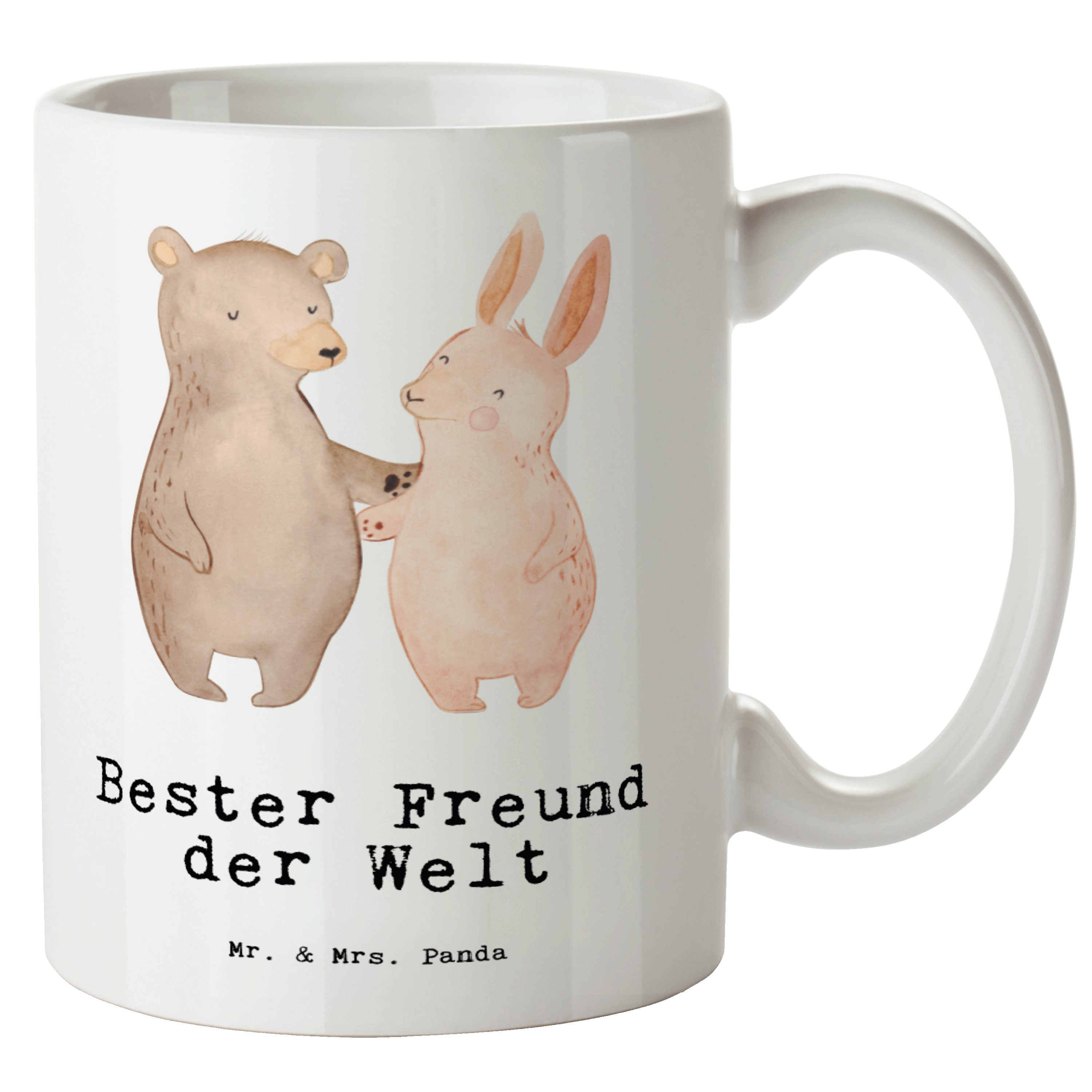 Mr. & Mrs. Panda Tasse Hase Bester Freund der Welt - Weiß - Geschenk, Geschenktipp, XL Tasse, XL Tasse Keramik