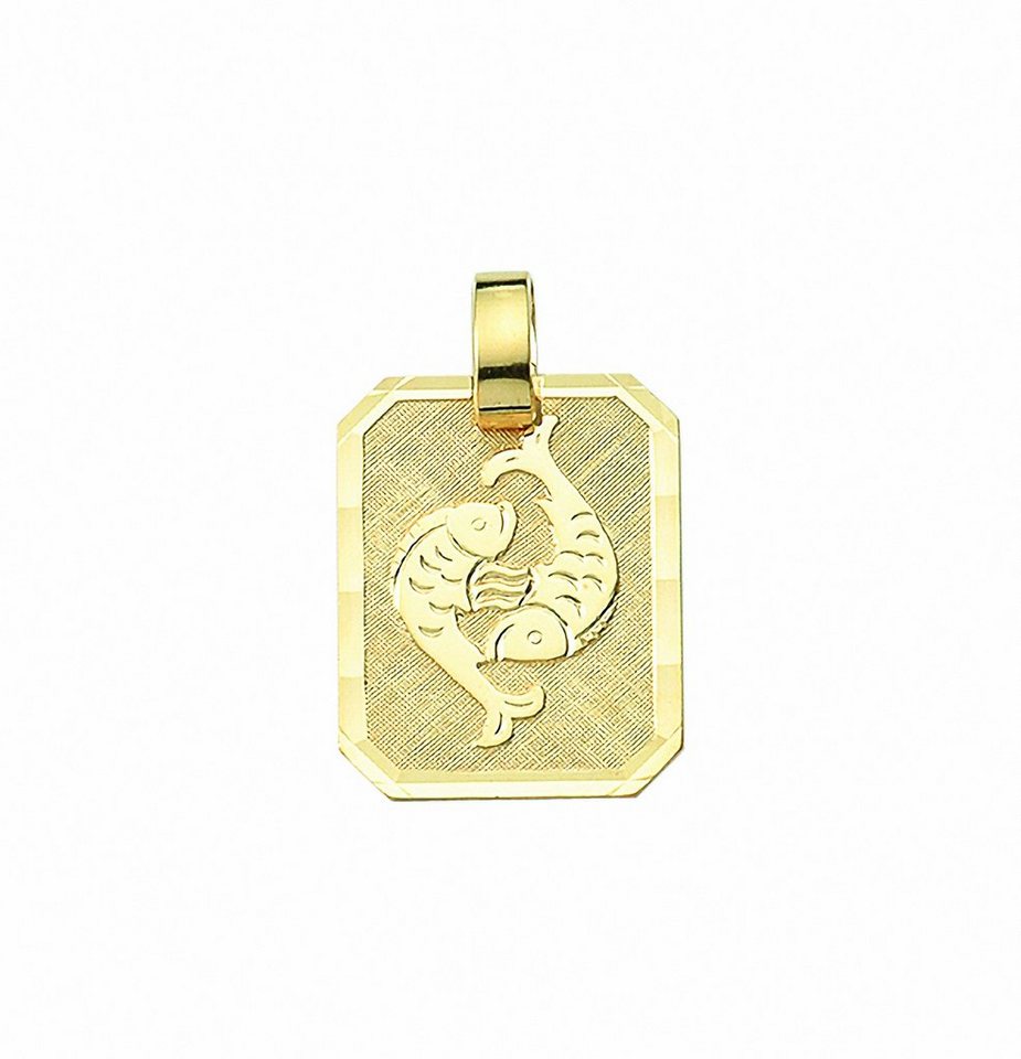 Adelia´s Kette mit Anhänger 333 Gold Sternzeichen Anhänger Fisch, Schmuckset  - Set mit Halskette, Inkl. 45 cm verstellbarer vergoldeter 925 Silber  Halskette