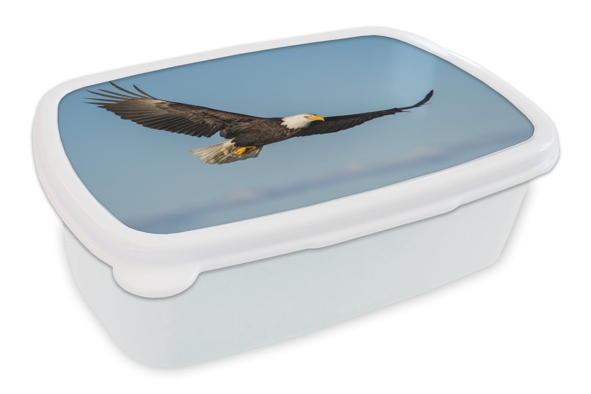 MuchoWow Lunchbox Vogel - Adler - Raubvögel, Kunststoff, (2-tlg), Brotbox für Kinder und Erwachsene, Brotdose, für Jungs und Mädchen weiß