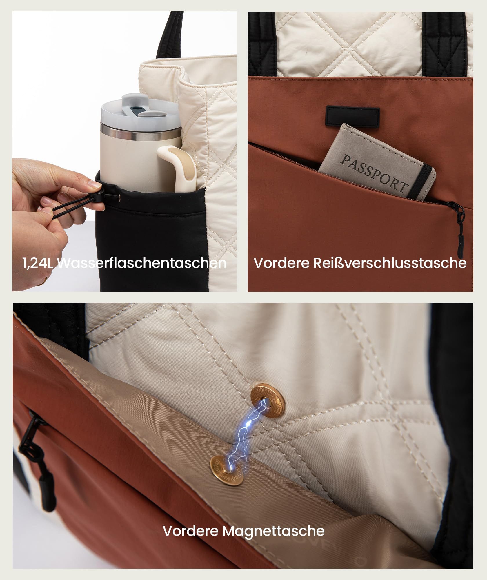 Zaewry Umhängetasche Shopper Tasche Damen Groß, Arbeitstasche Leicht Handtasche, Laptoptasche Schultasche, Bürotasche Lehrertasche – Bild 5 von 5