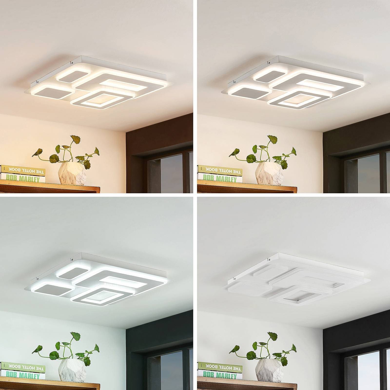 Lindby LED warmweiß tageslicht, weiß, LED-Leuchtmittel Kunststoff, inkl. flammig, dimmbar, / verbaut, Metall, Farbwechsel Melvyn, Deckenleuchte Modern, 1 fest