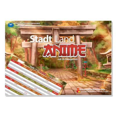 Der Krämer Spiel, Familienspiel »Stadt Land Anime (DIN A4), Spielblock, Partyspiel«