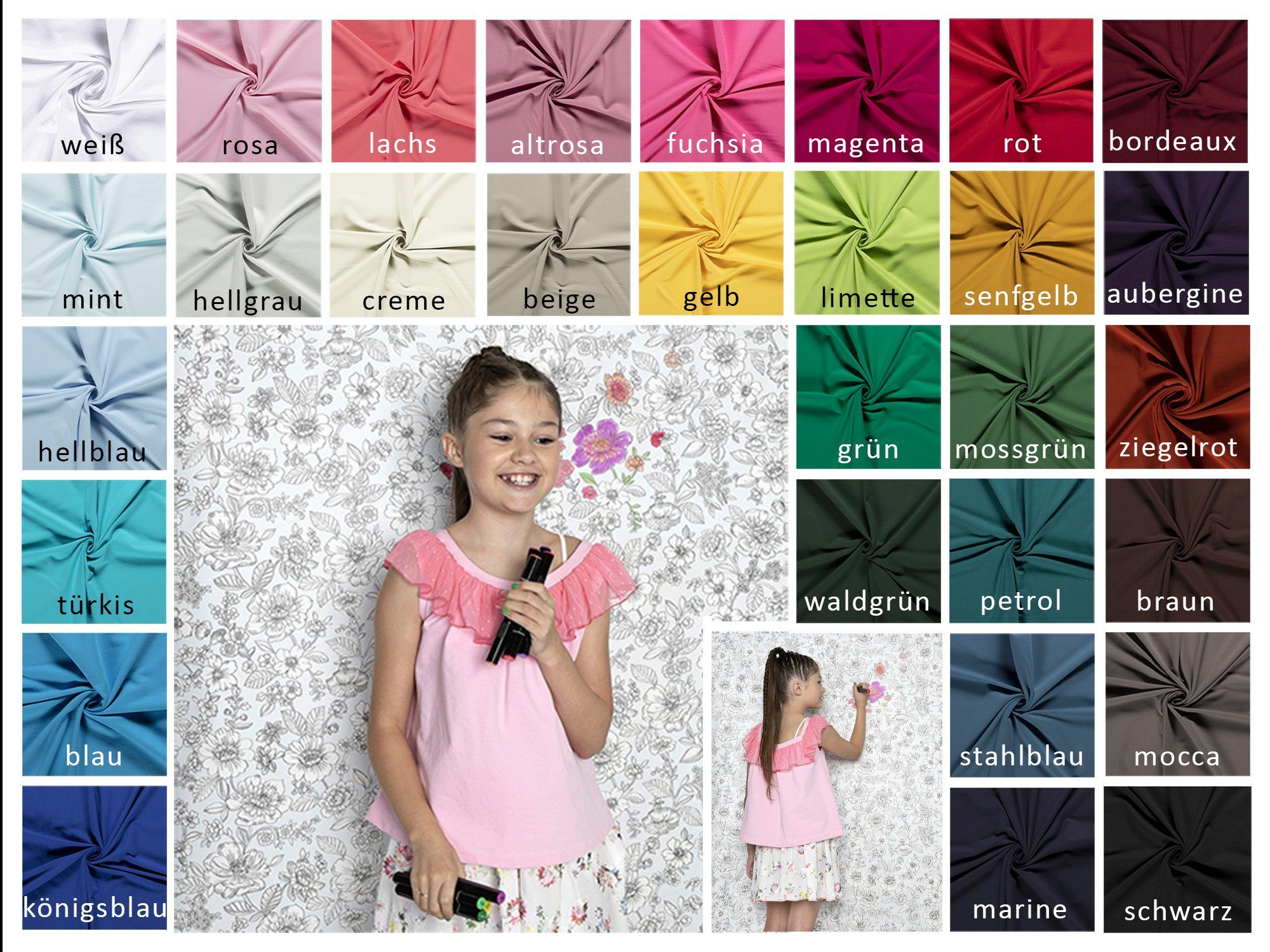 maDDma Stoff 0,5m French Terry Uni Sommersweat Baumwollstoff Meterware, Farbwahl, 022 - mint