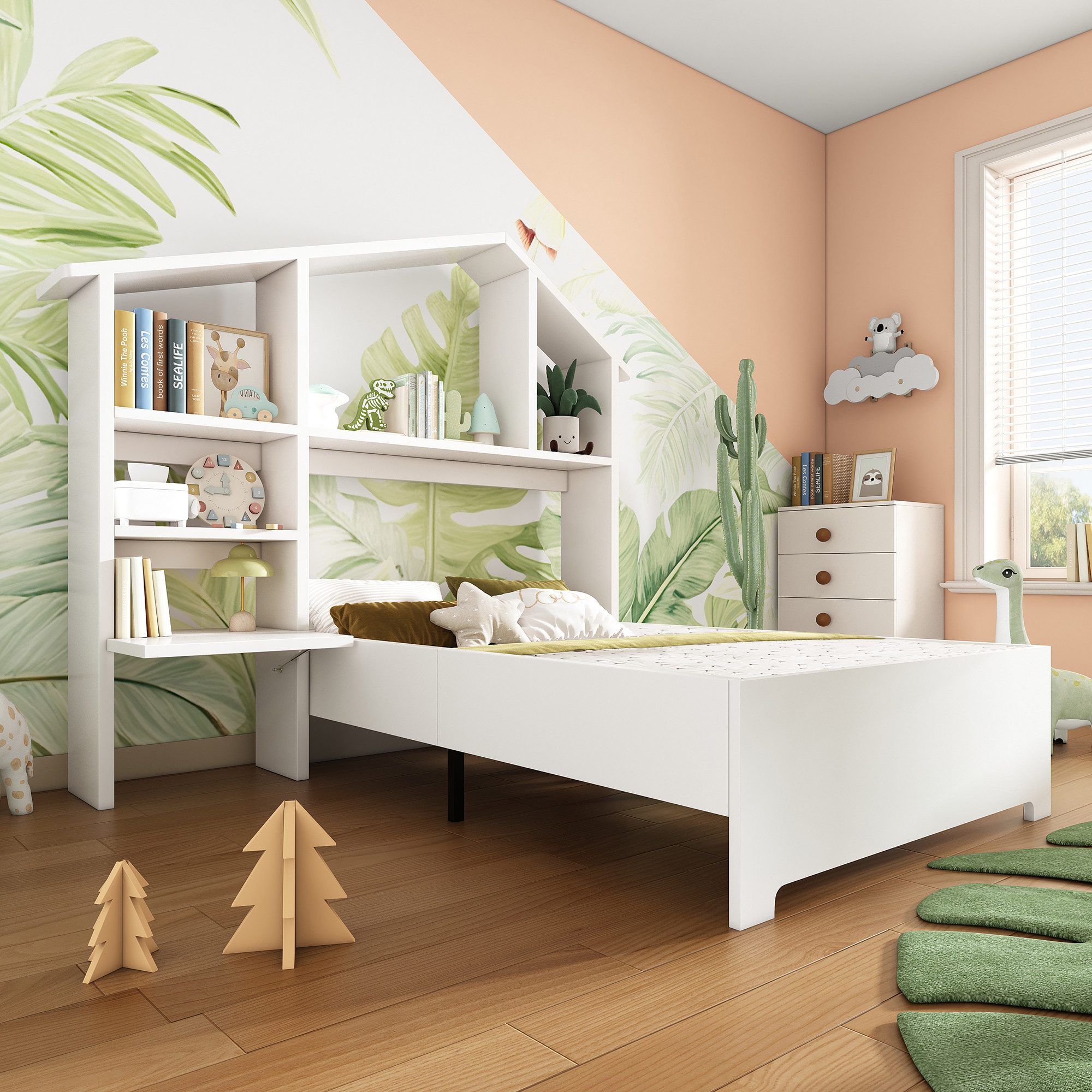 Flieks Kinderbett, Einzelbett Holzbett 90x200cm mit günstig online kaufen