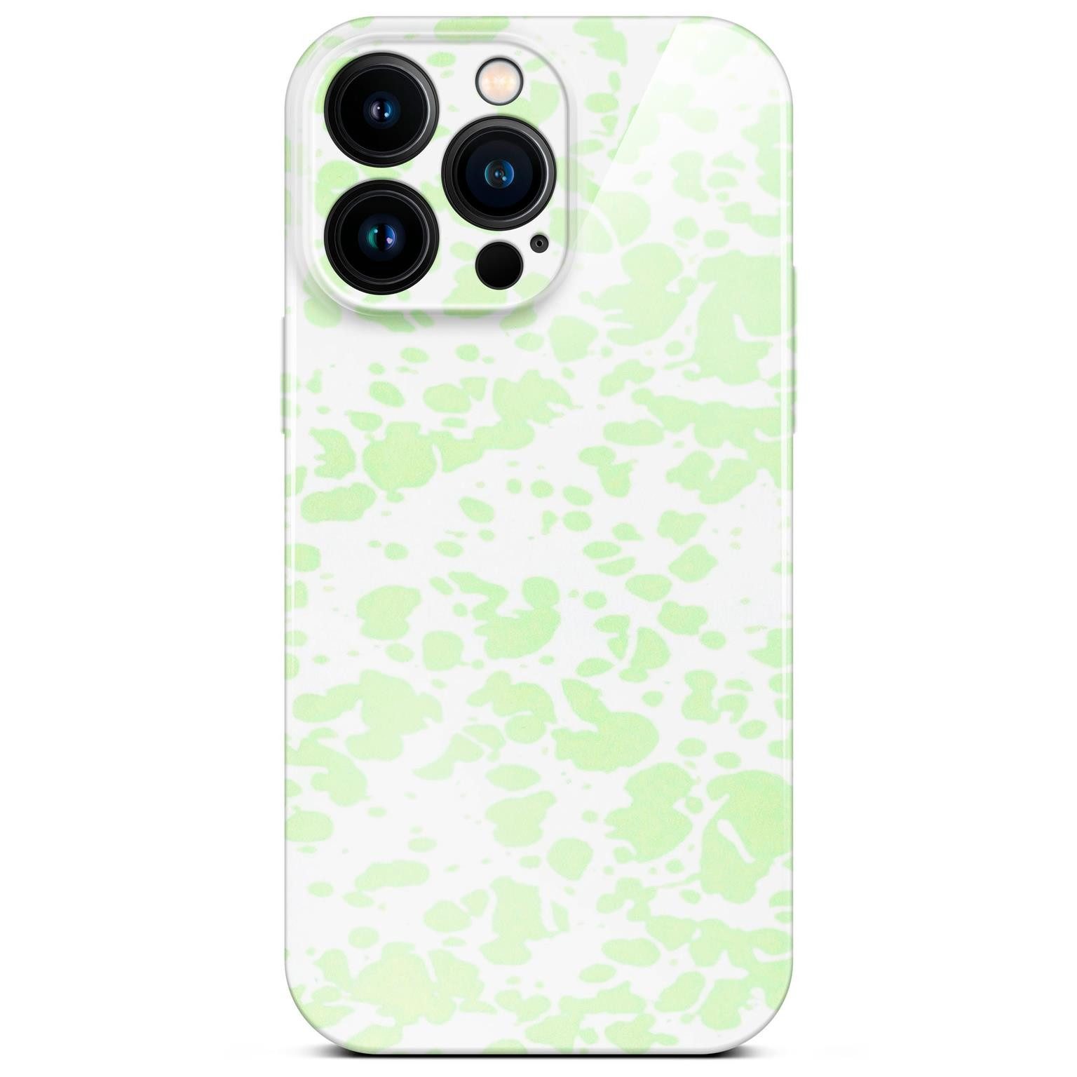 ONEFLOW Handyhülle für iPhone 15 Pro Max Splash Cover Flecken Weiß Grün 6,7 Zoll, Hülle mit Design Muster Designer Case Kameraschutz Handy Schutzhülle