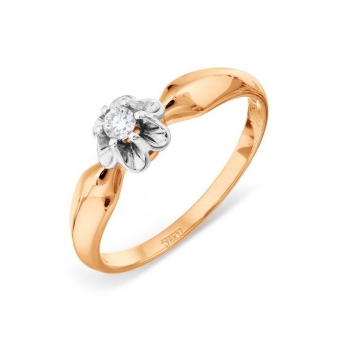 Zolotoy Exklusiv Diamantring Goldring Brillant Ring 131016181 Roségold 585 Blume Goldschmuck für Damen
