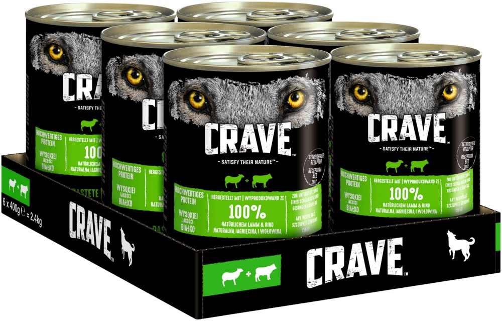 CRAVE CRAVE™ Hund Dose mit Lamm und Rind 6 x 400g, für: Hund