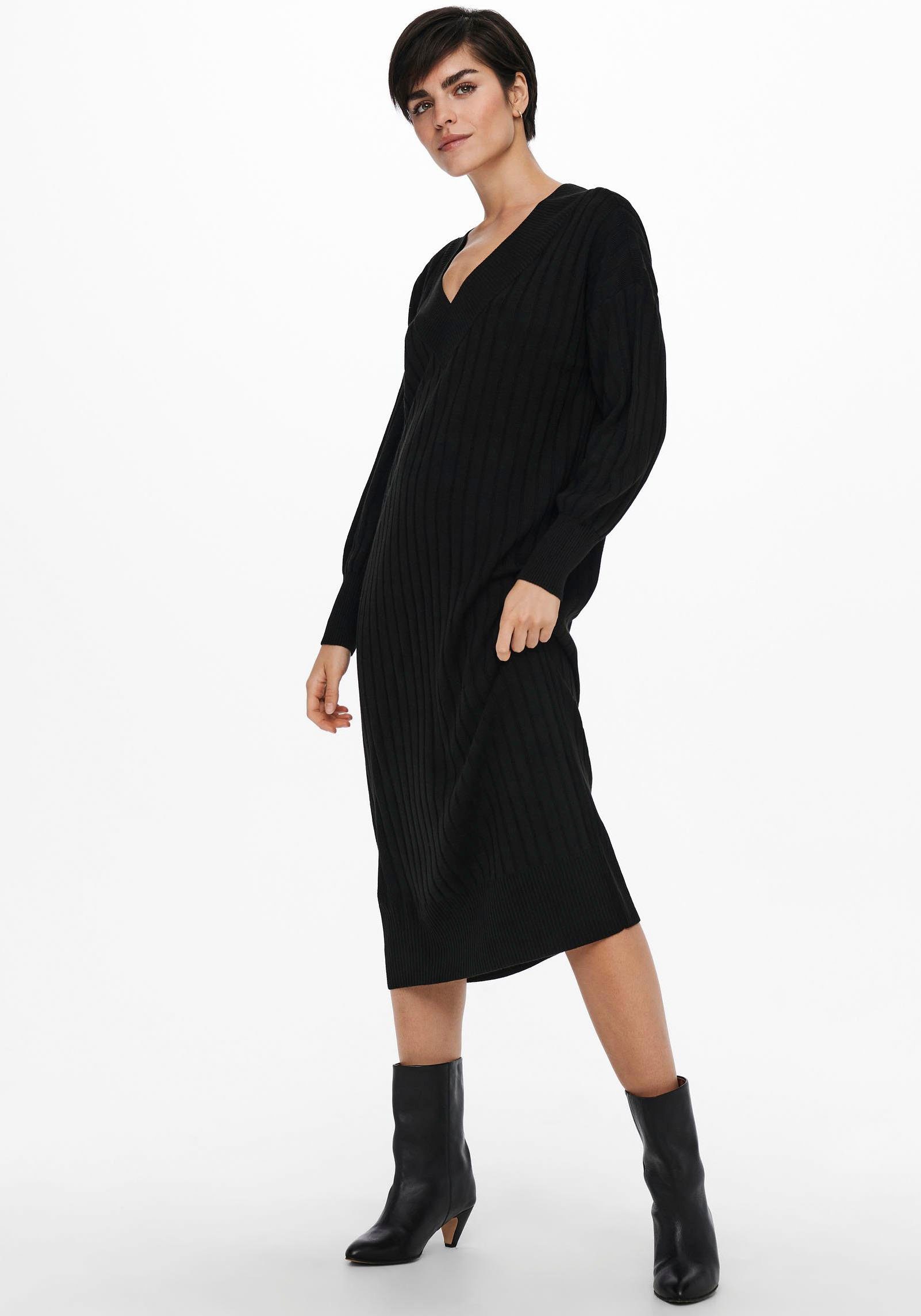 ONLY Strickkleid V L/S TESSA MIDI ONLNEW Black DRESS