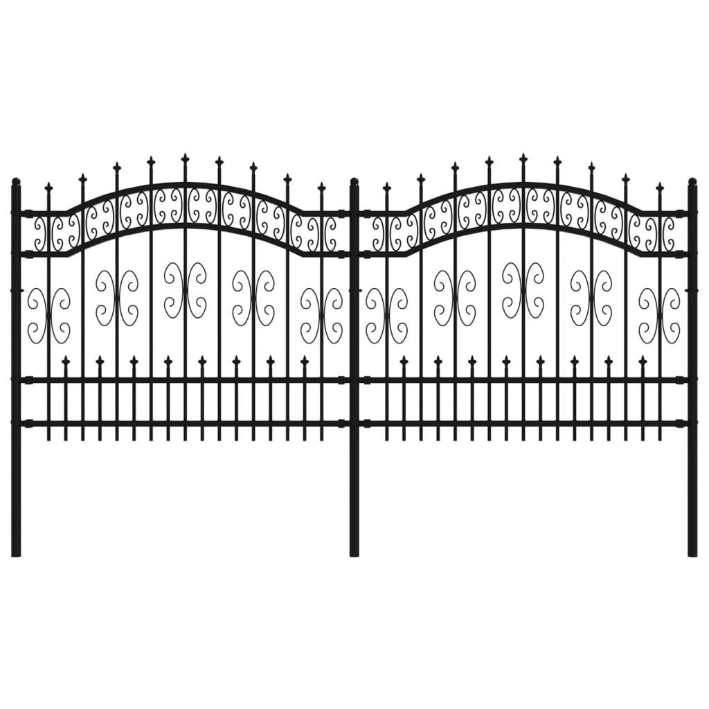 vidaXL Gartenzaun Gartenzaun mit Speerspitze Schwarz 240 x 100 cm Pulverbes günstig online kaufen