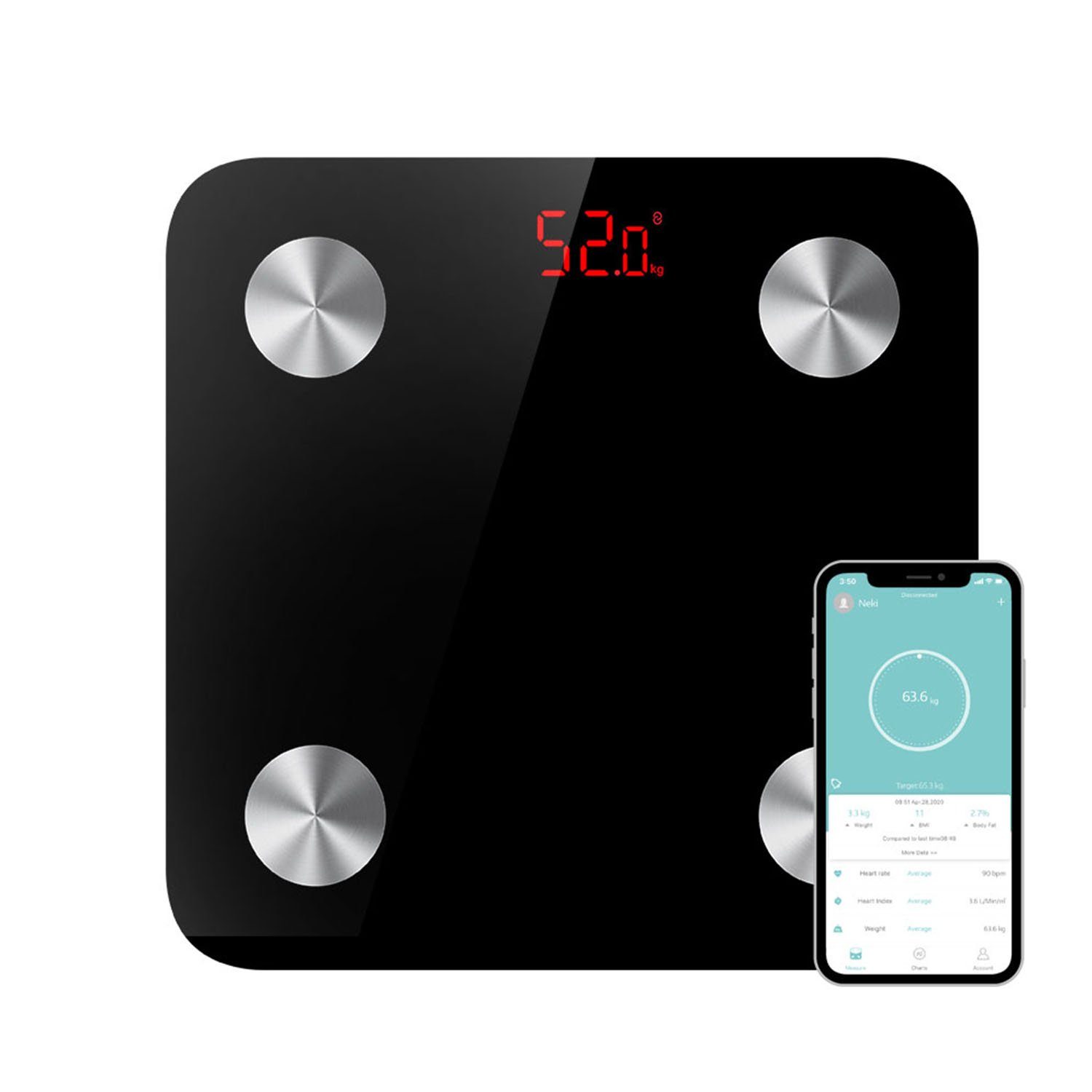 Zedelmaier Personenwaage Badezimmerwaage Badwaage 180kg, D=100g, set, NHFG261RB, körperfettwaage,digitale personenwaagen körperwaage