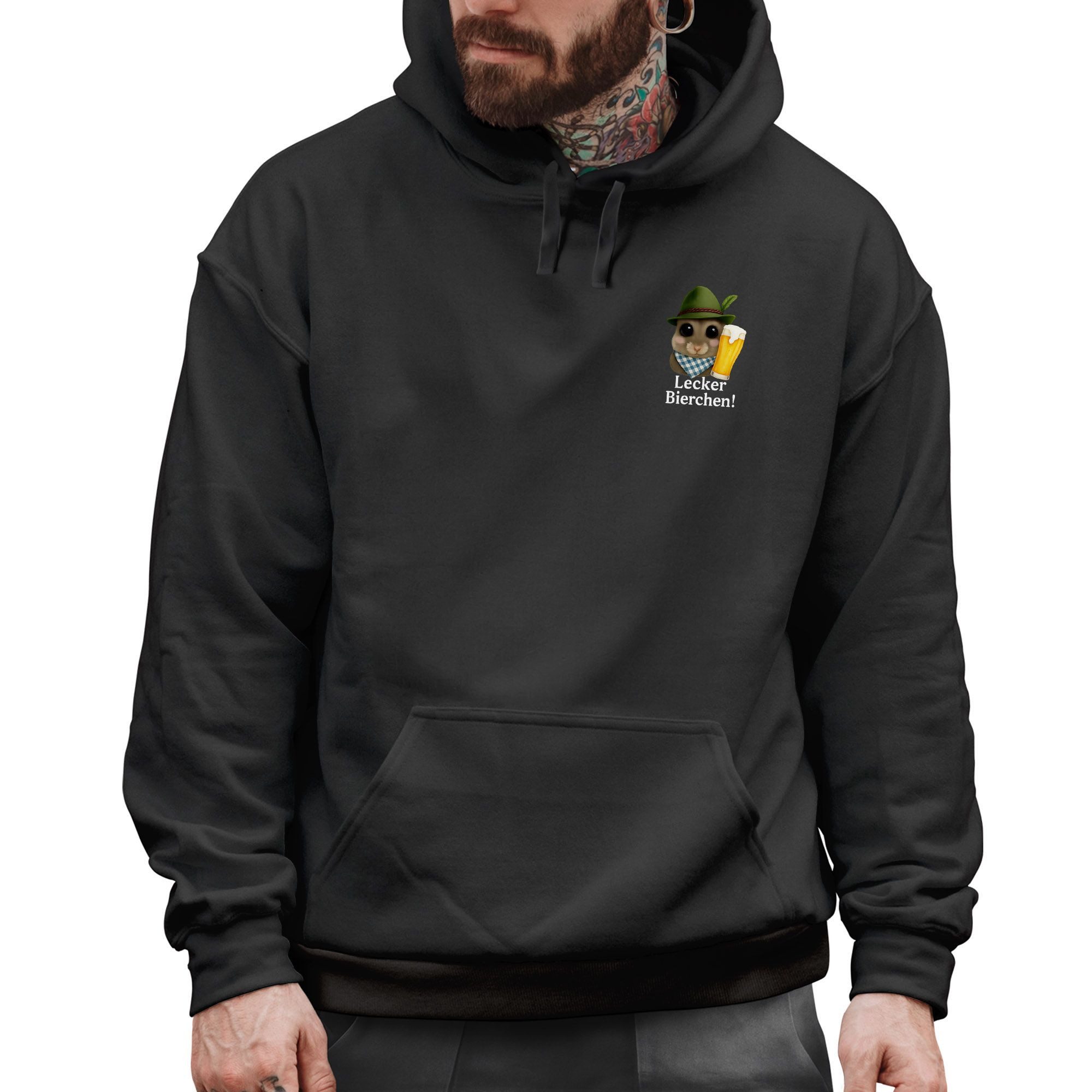 MoonWorks Hoodie Hoodie Herren für das Oktoberfest Lecker Bierchen Trachten Hamster