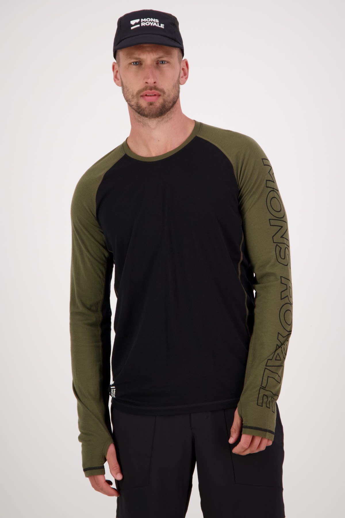 Mons Royale Langarmshirt Mons Green M Dark Royale Temple Herren - Long-sleeve Black Tech