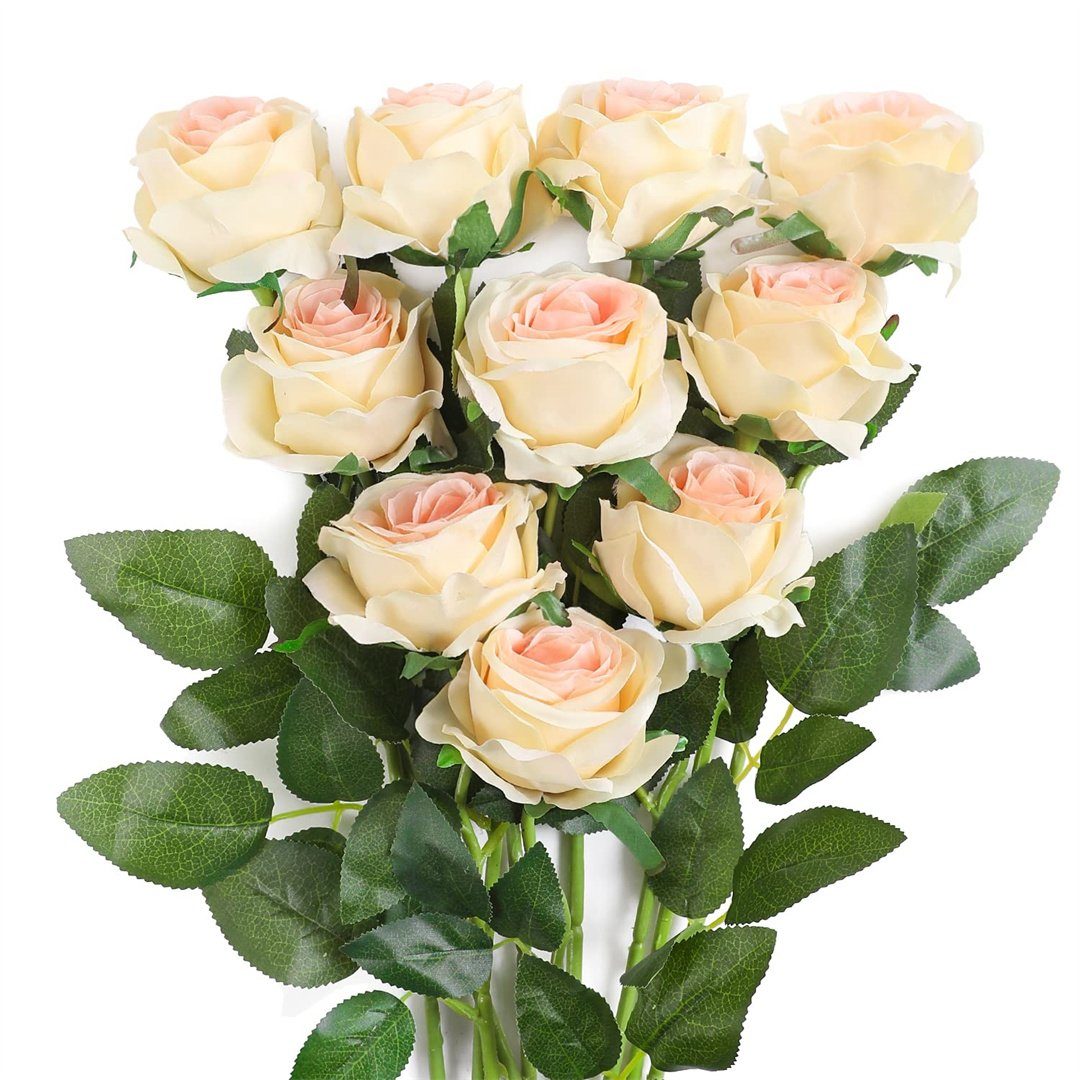 Kunstblume Simulierter Rosenstrauß in der Hand (10 Blumen), L.Ru UG, Trockenblume Kunsttulpe Kunstpflanze Künstliche Zimmerpflanze
