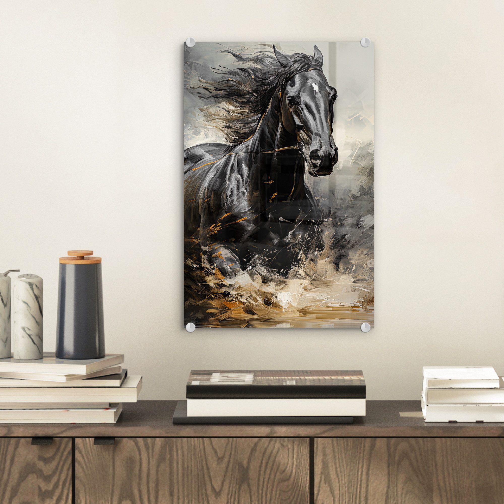 MuchoWow Acrylglasbild Pferde - Schwarz - günstig online kaufen