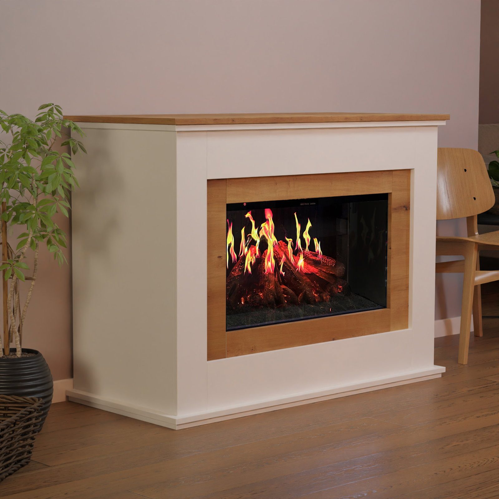 GLOW FIRE Elektrokamin HG3 Hologrammfeuer, Elektrischer Kamin mit 3D Feuer mit Heizung, täuschend echte Flamme mit Heizung