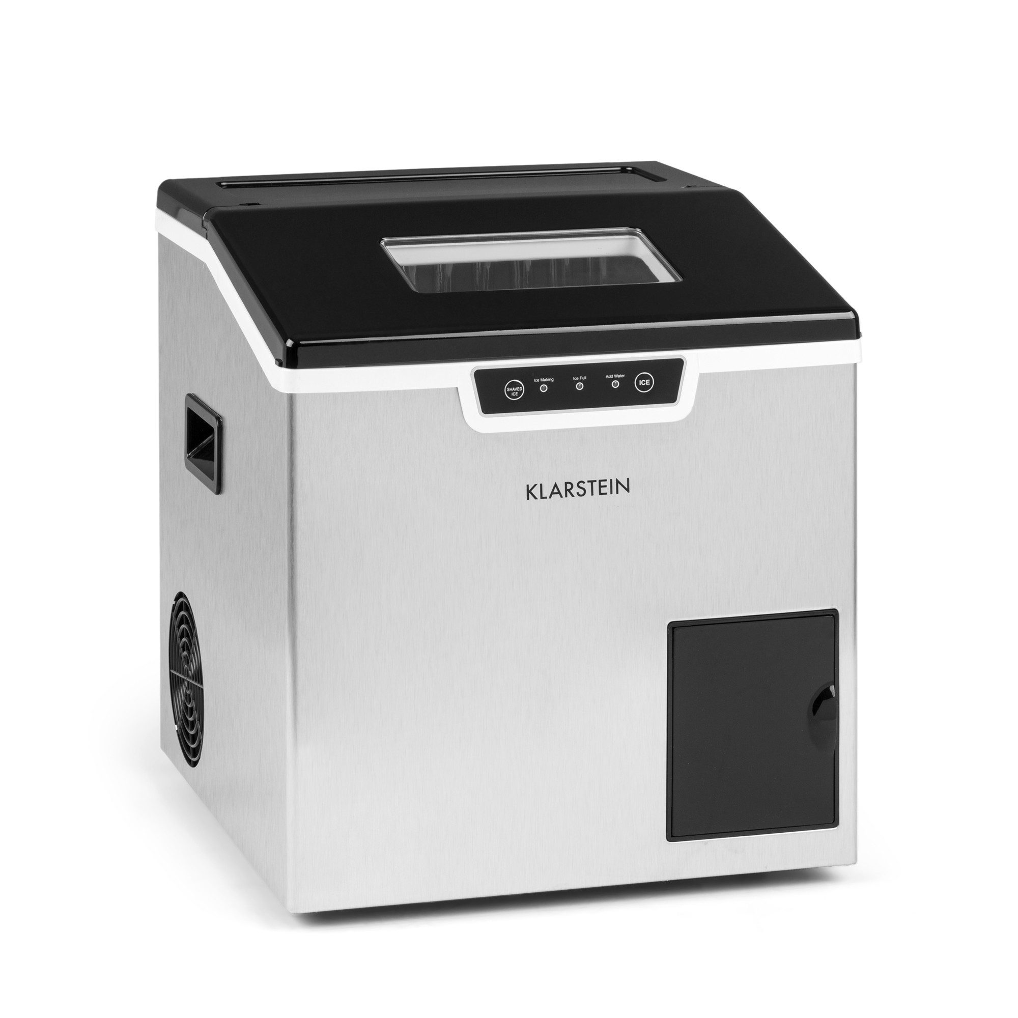 Klarstein Eiswürfelmaschine Icefestival Bullet Eiswürfelbereiter, Edelstahl Bulleteis für Zuhause 20kg/Tag Display 3 L Ice Maker