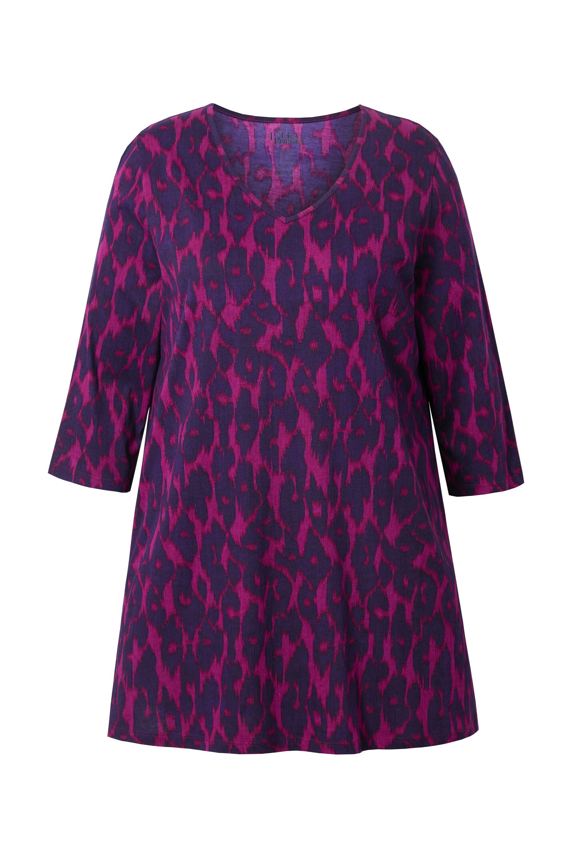 Ulla Popken Longshirt Longshirt A-Linie V-Ausschnitt 3/4-Arm günstig online kaufen