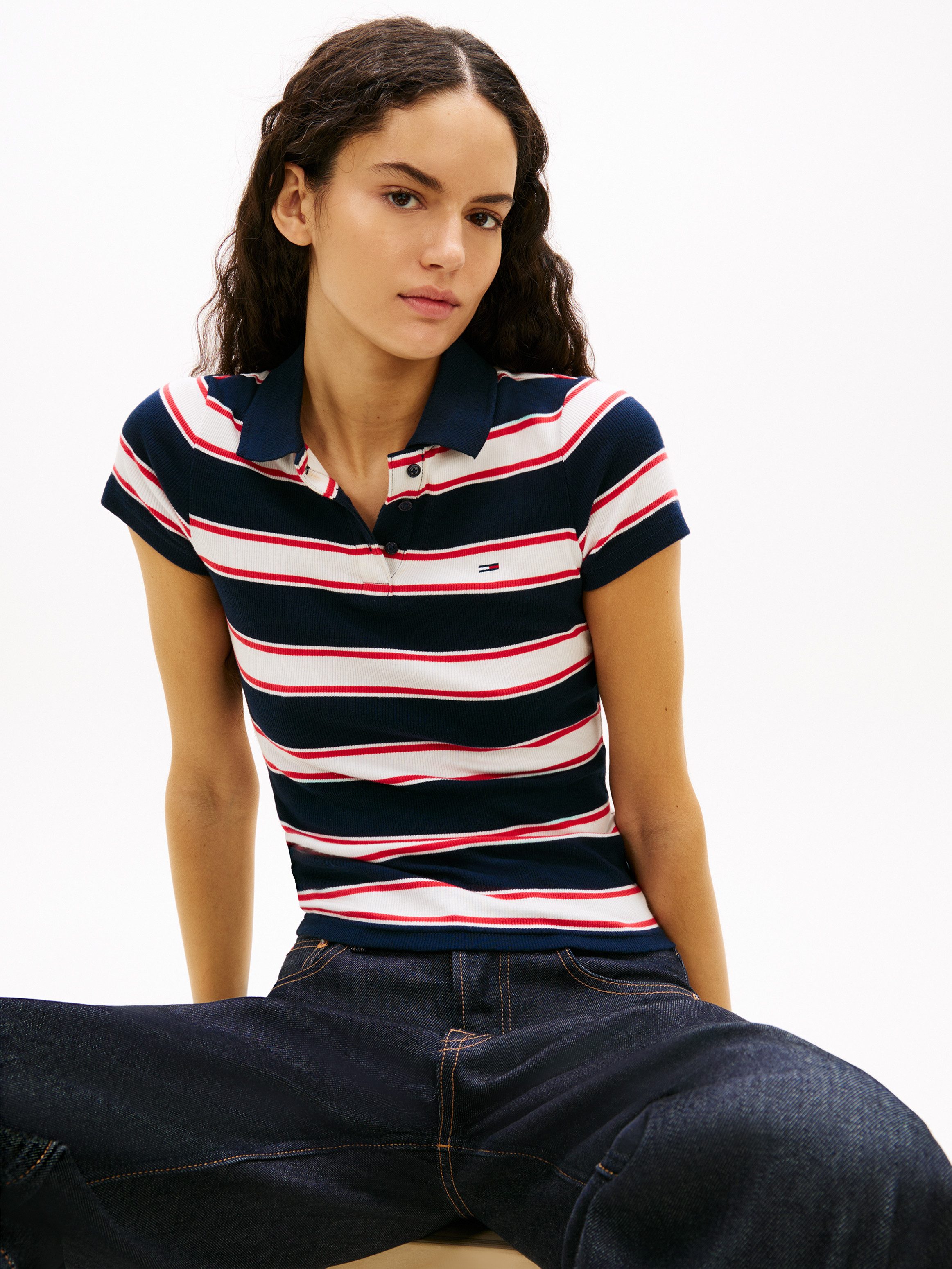 Tommy Jeans Poloshirt TJW SLIM RIB SS POLO mit gerippter Struktur